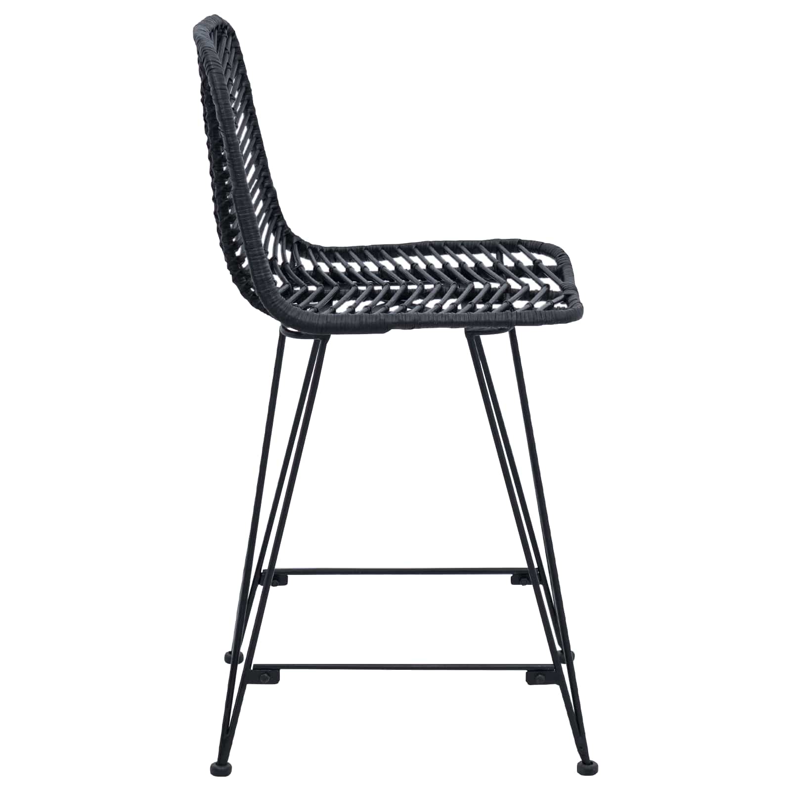 Barstuhl 2 stk. Schwarz 44,5 x 54,5 x 97,5 cm Rattan und Eisen
