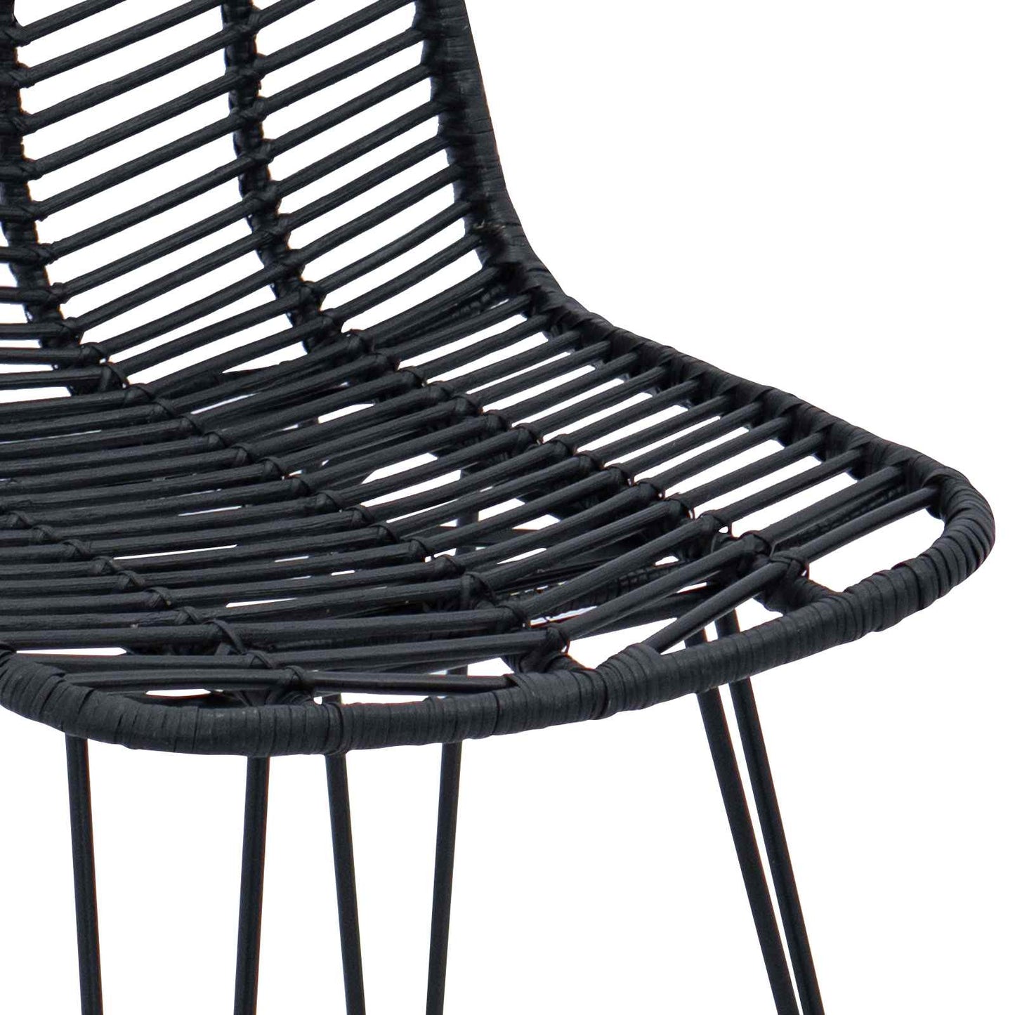 Barstuhl 2 stk. Schwarz 44 x 52 x 111 cm Rattan und Eisen