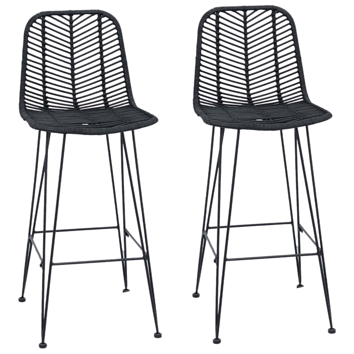 Barstuhl 2 stk. Schwarz 44 x 52 x 111 cm Rattan und Eisen