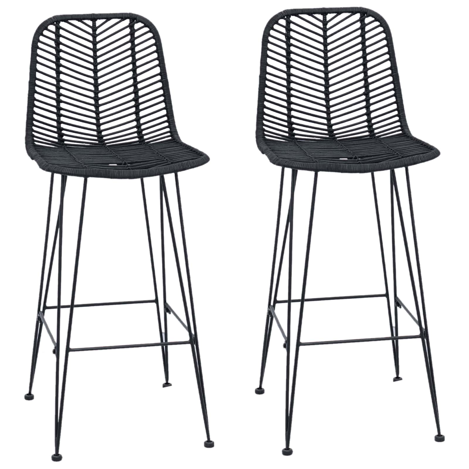 Barstuhl 2 stk. Schwarz 44 x 52 x 111 cm Rattan und Eisen