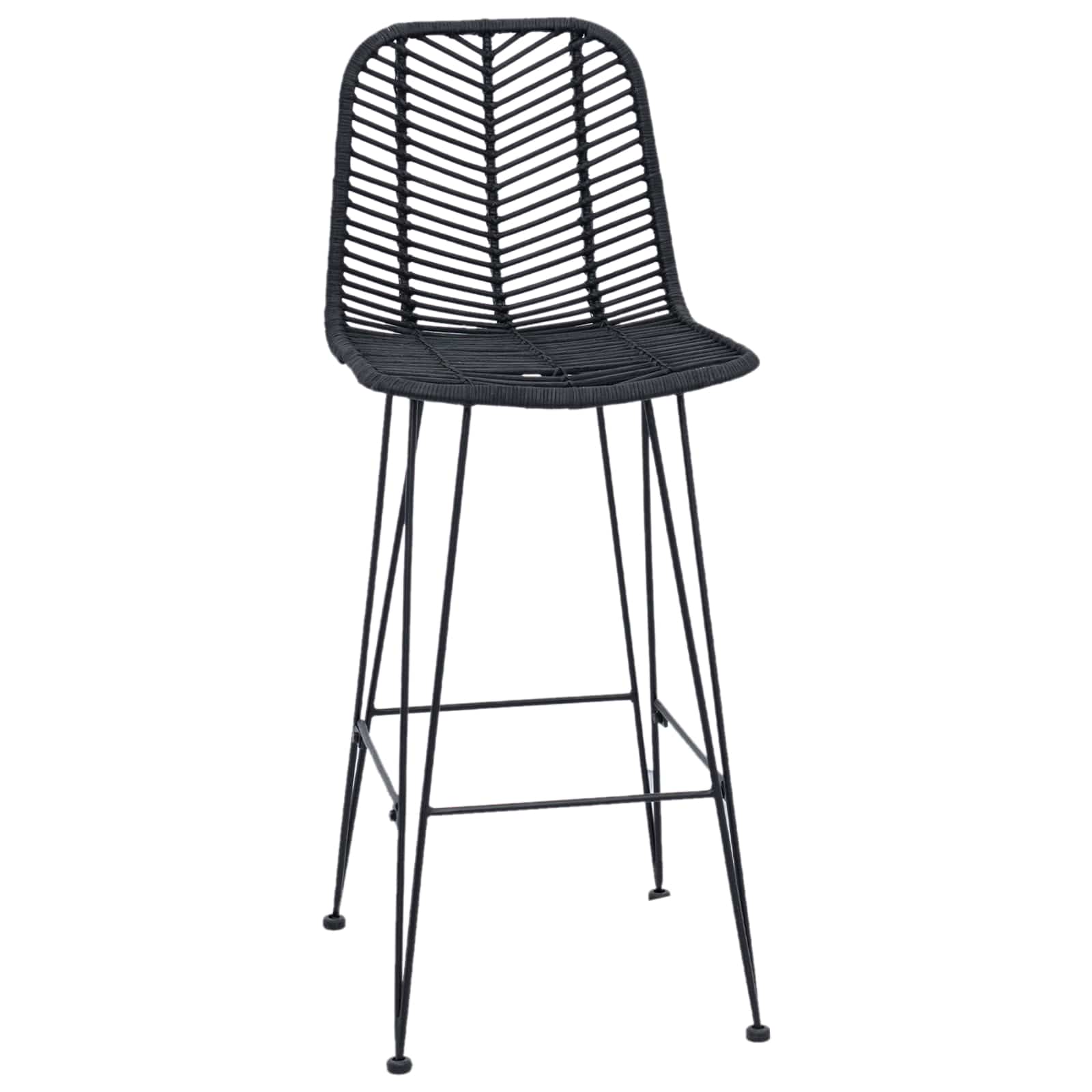 Barstuhl 2 stk. Schwarz 44 x 52 x 111 cm Rattan und Eisen