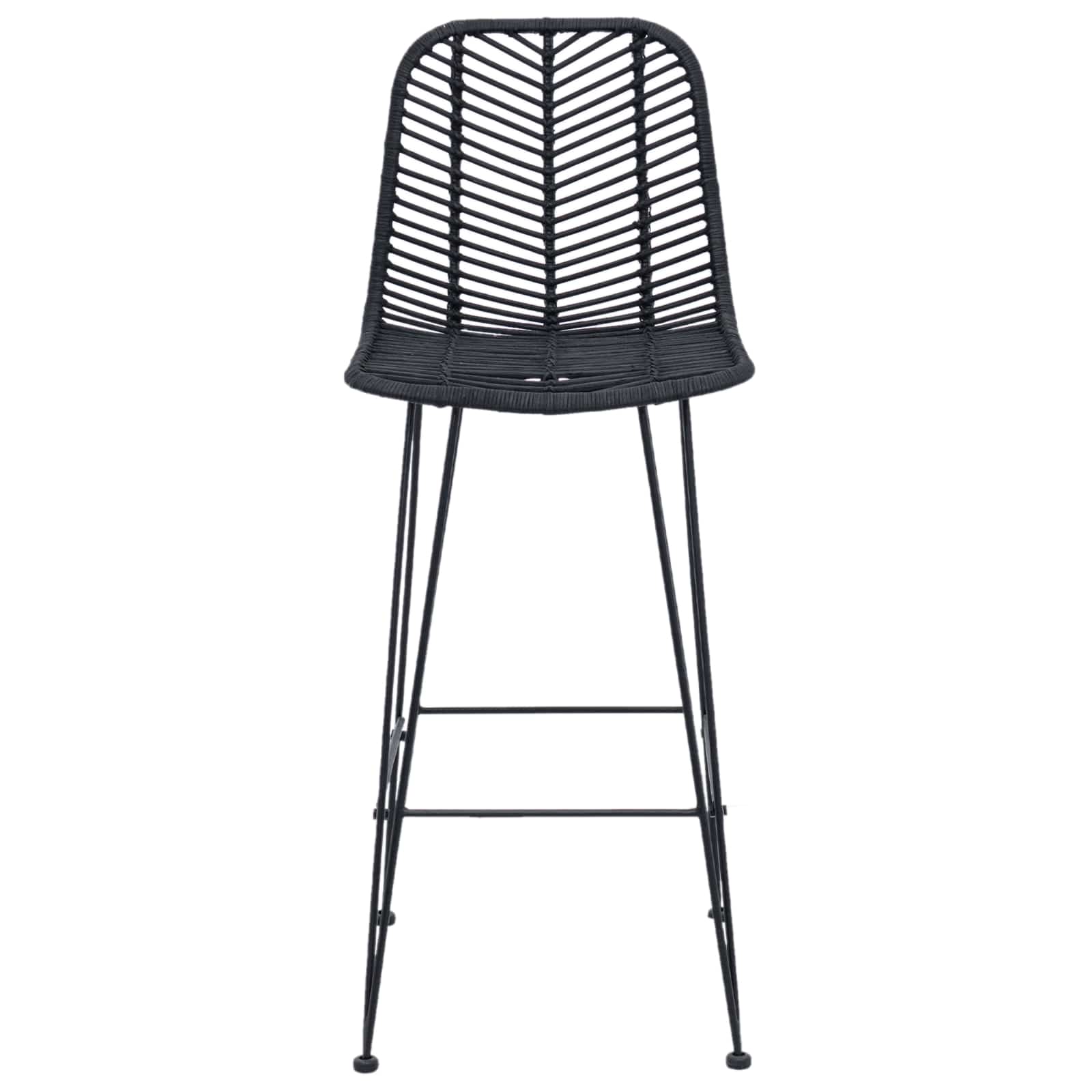 Barstuhl 2 stk. Schwarz 44 x 52 x 111 cm Rattan und Eisen