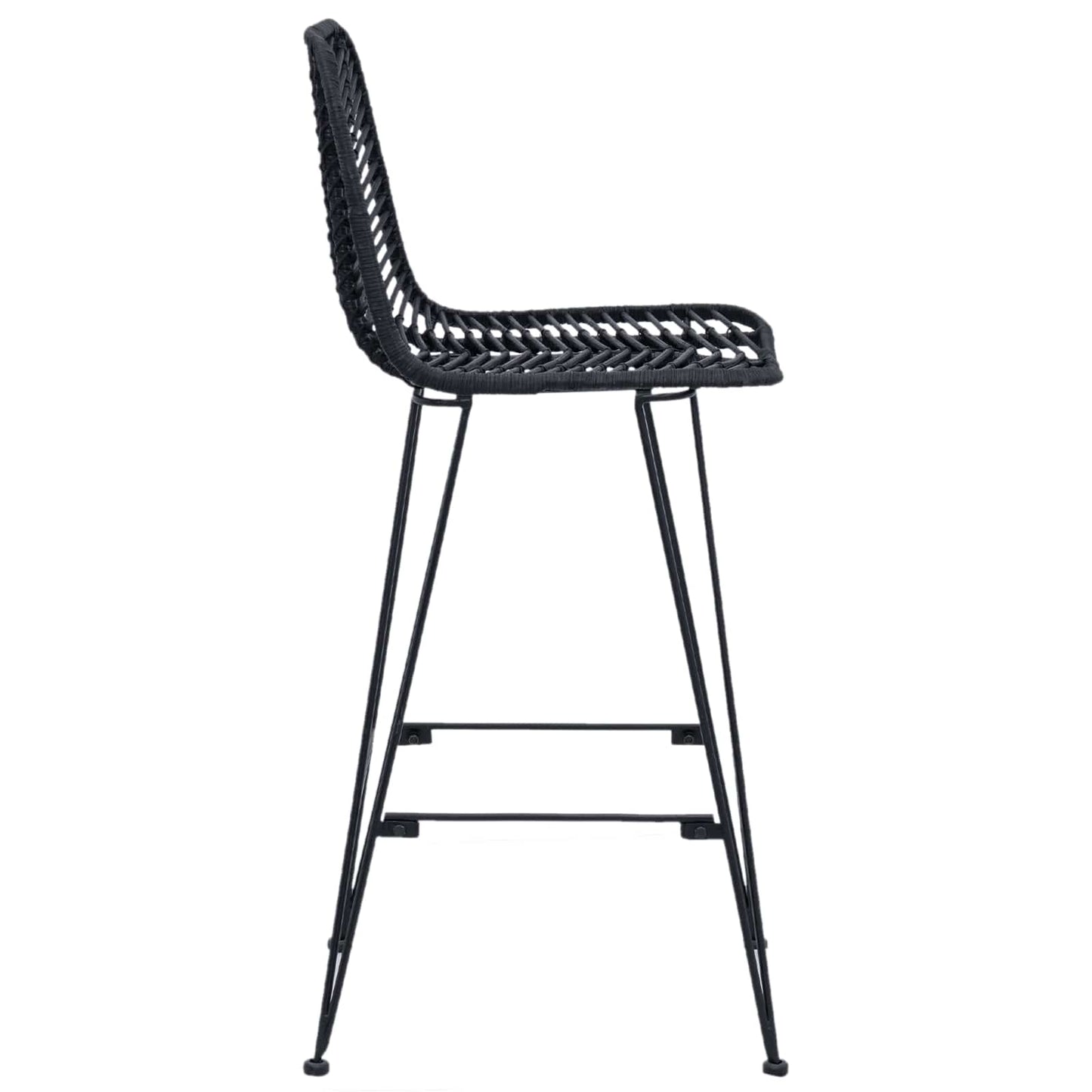 Barstuhl 2 stk. Schwarz 44 x 52 x 111 cm Rattan und Eisen