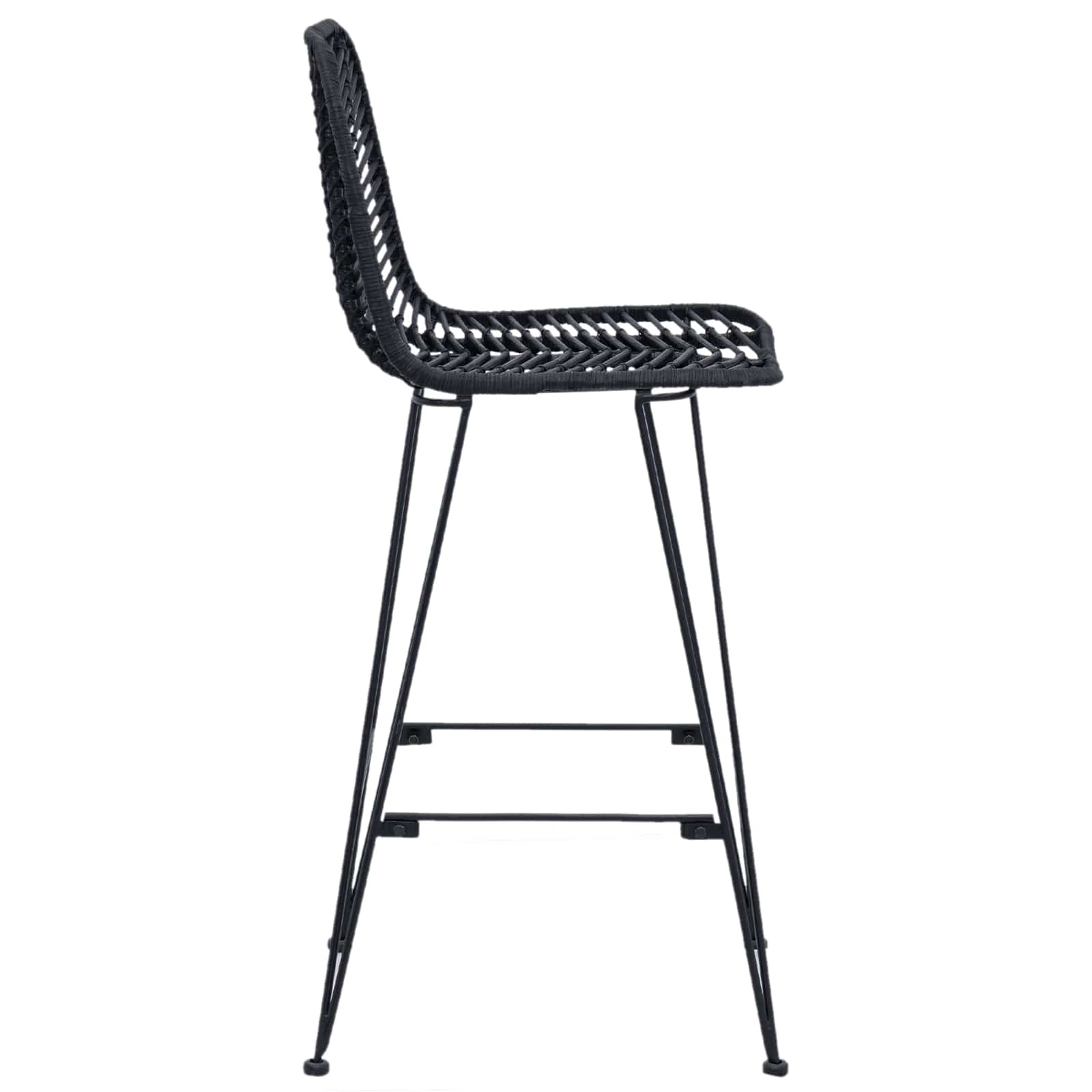 Barstuhl 2 stk. Schwarz 44 x 52 x 111 cm Rattan und Eisen