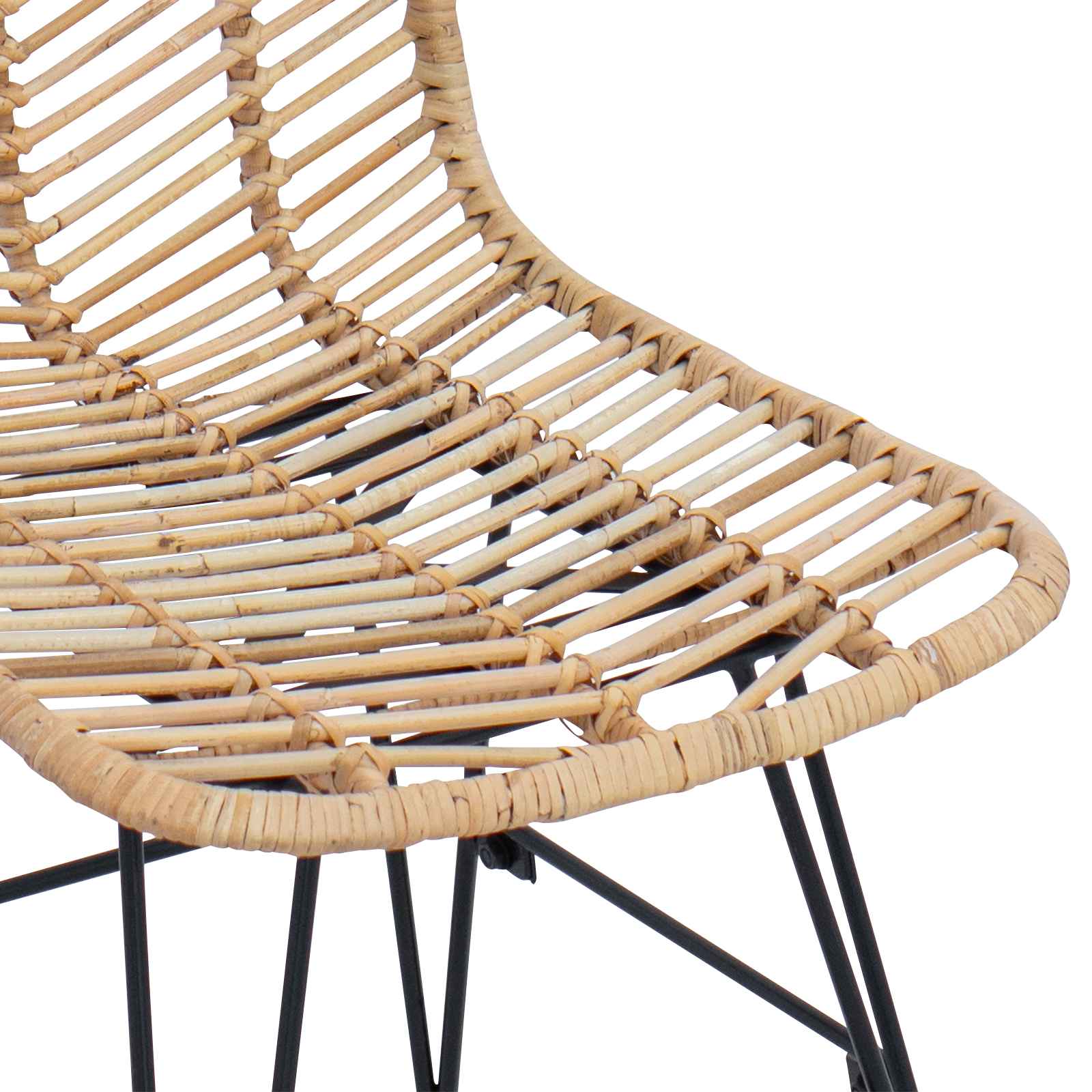 Esszimmerstuhl 2 stk. Rattan und Eisen Natur