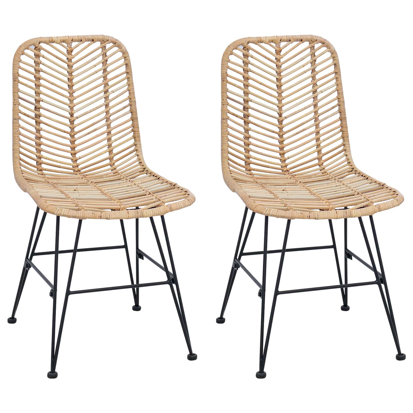 Esszimmerstuhl 2 stk. Rattan und Eisen Natur