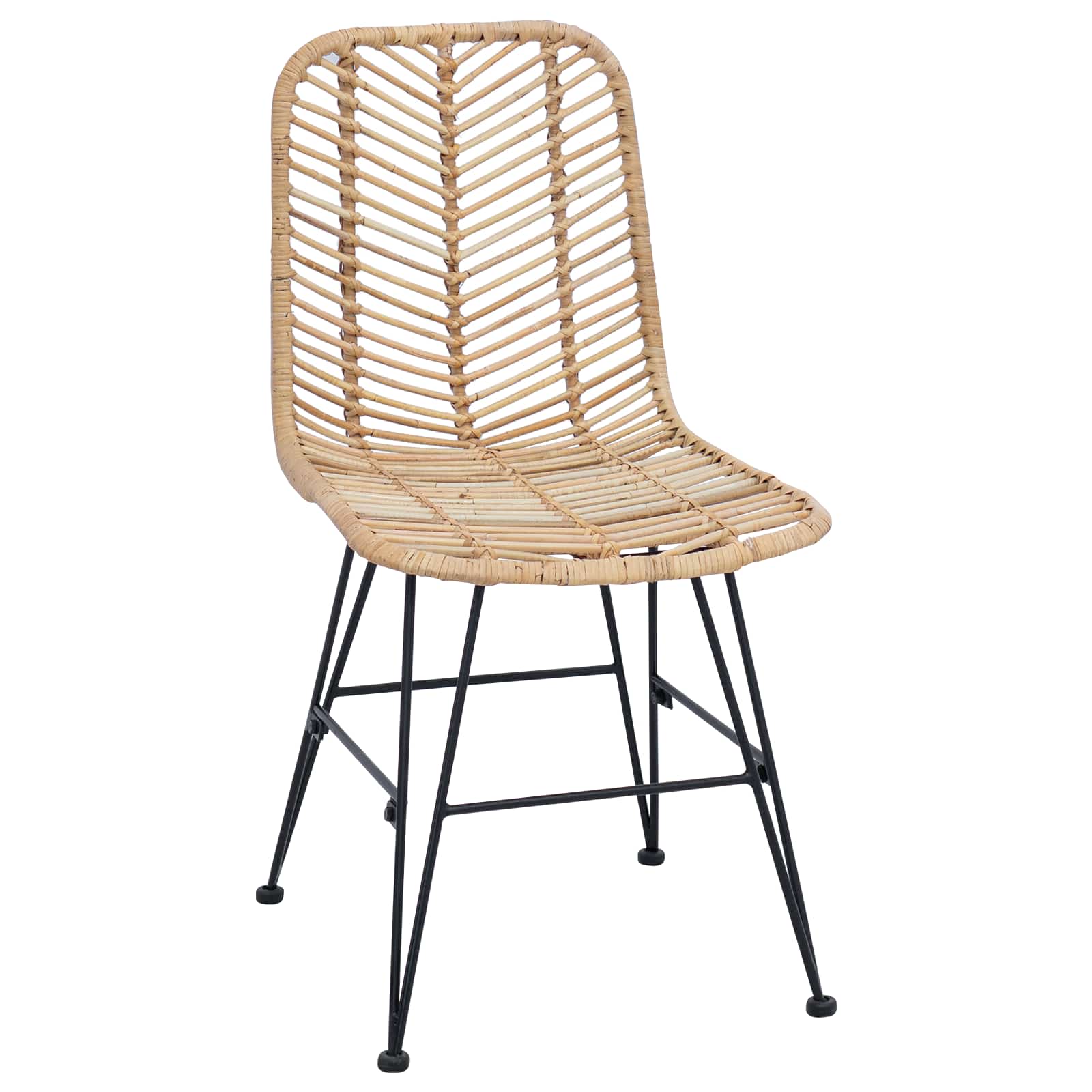 Esszimmerstuhl 2 stk. Rattan und Eisen Natur