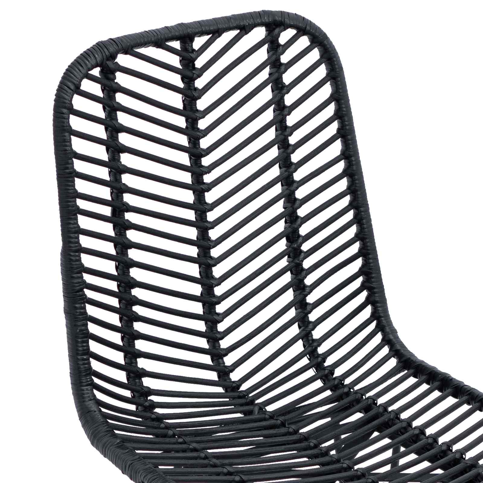 Esszimmerstuhl 2 stk. Rattan und Eisen Schwarz