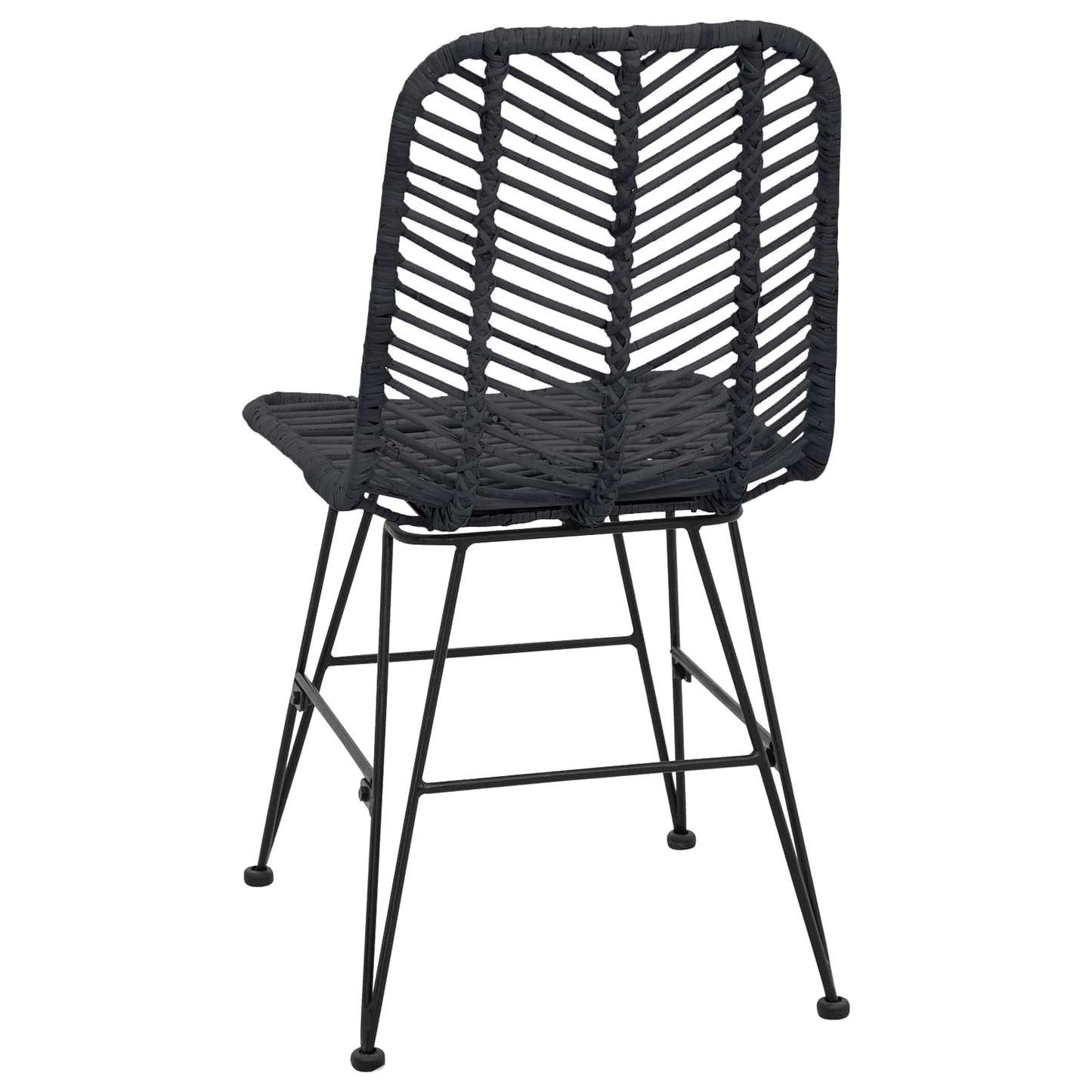 Esszimmerstuhl 2 stk. Rattan und Eisen Schwarz