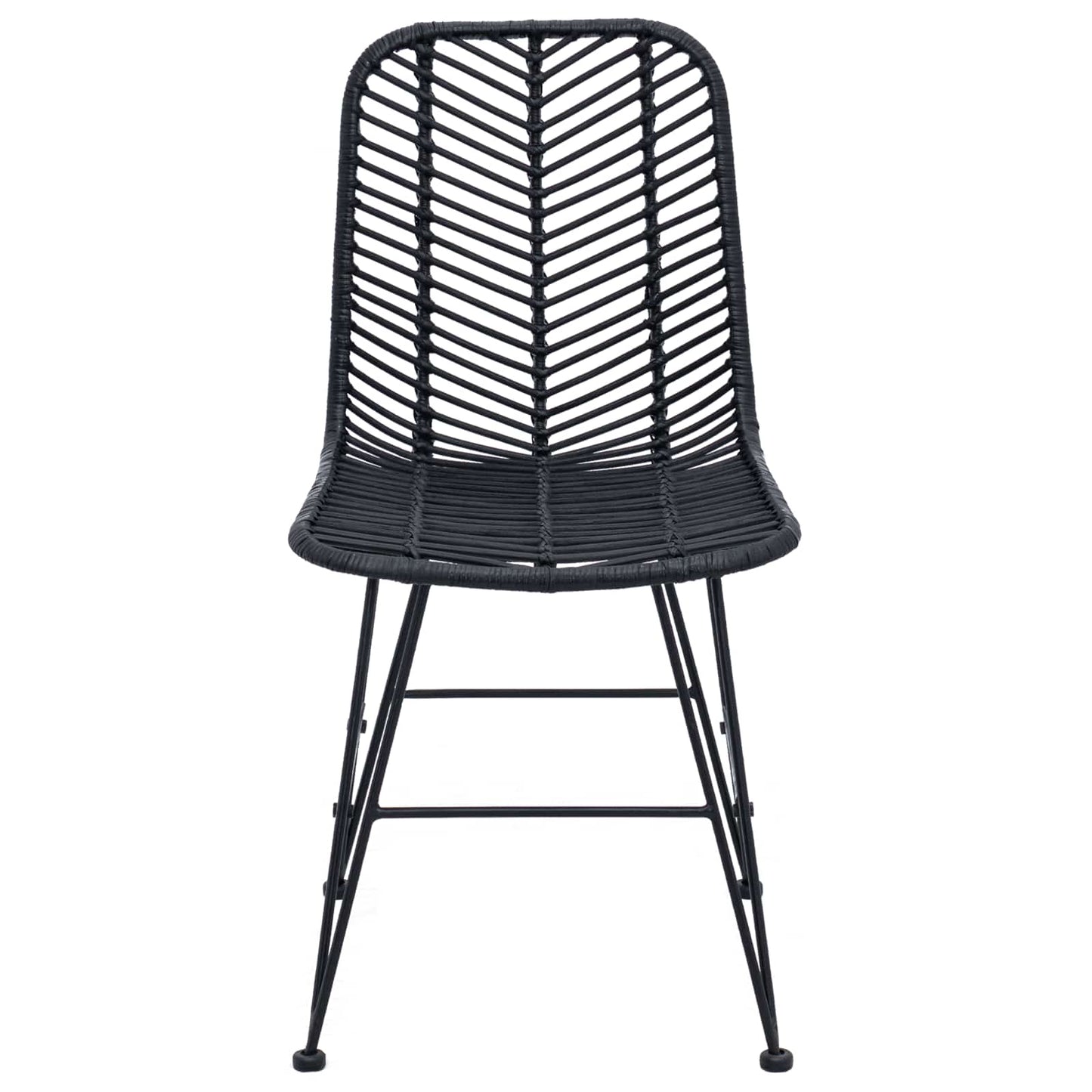 Esszimmerstuhl 2 stk. Rattan und Eisen Schwarz