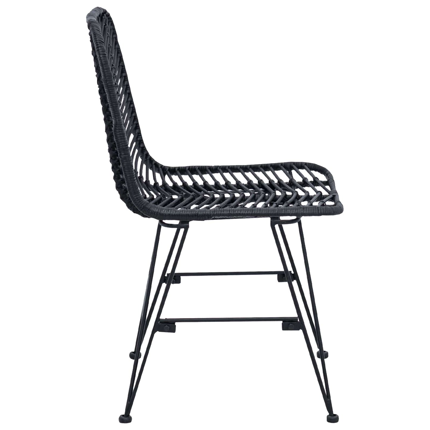 Esszimmerstuhl 2 stk. Rattan und Eisen Schwarz