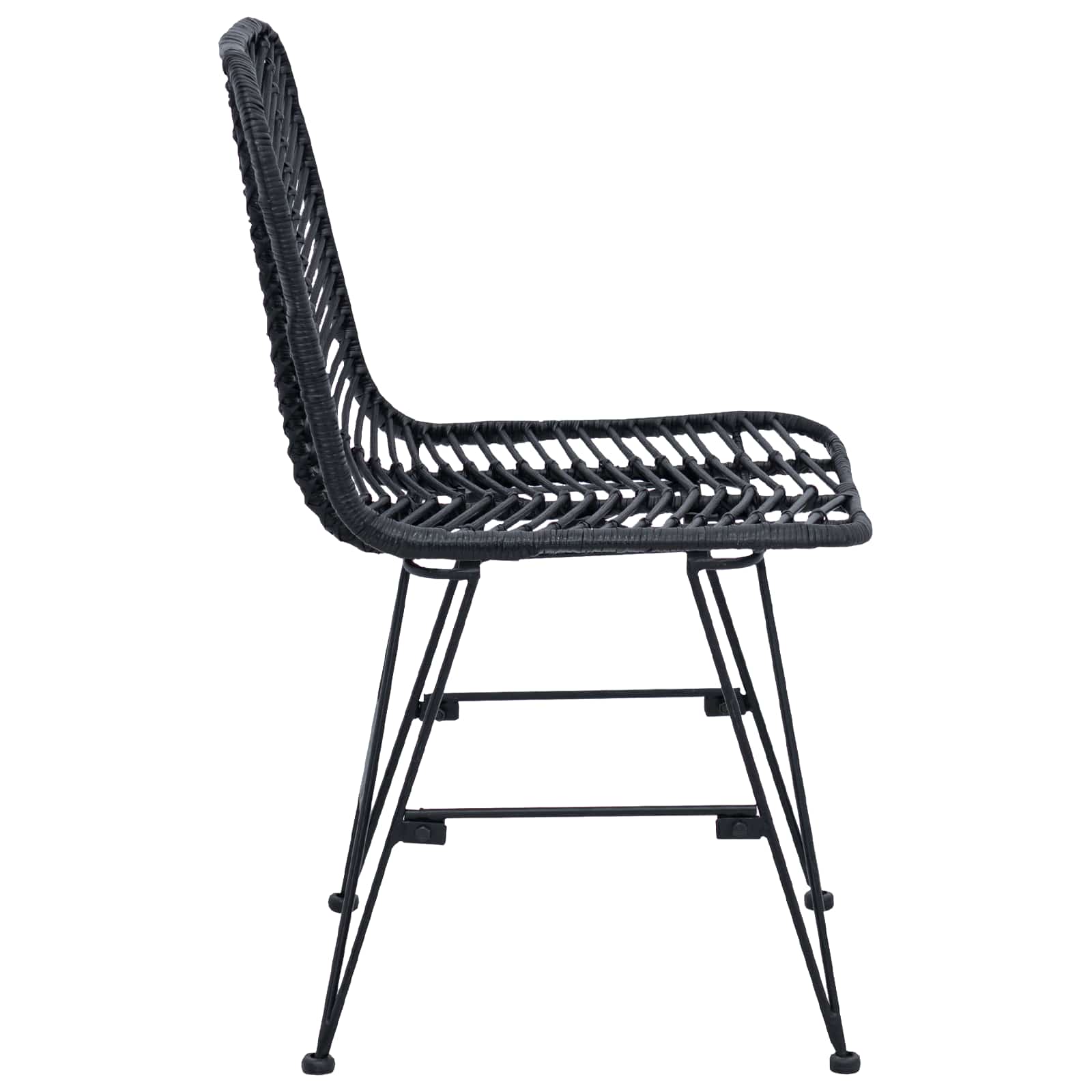 Esszimmerstuhl 2 stk. Rattan und Eisen Schwarz