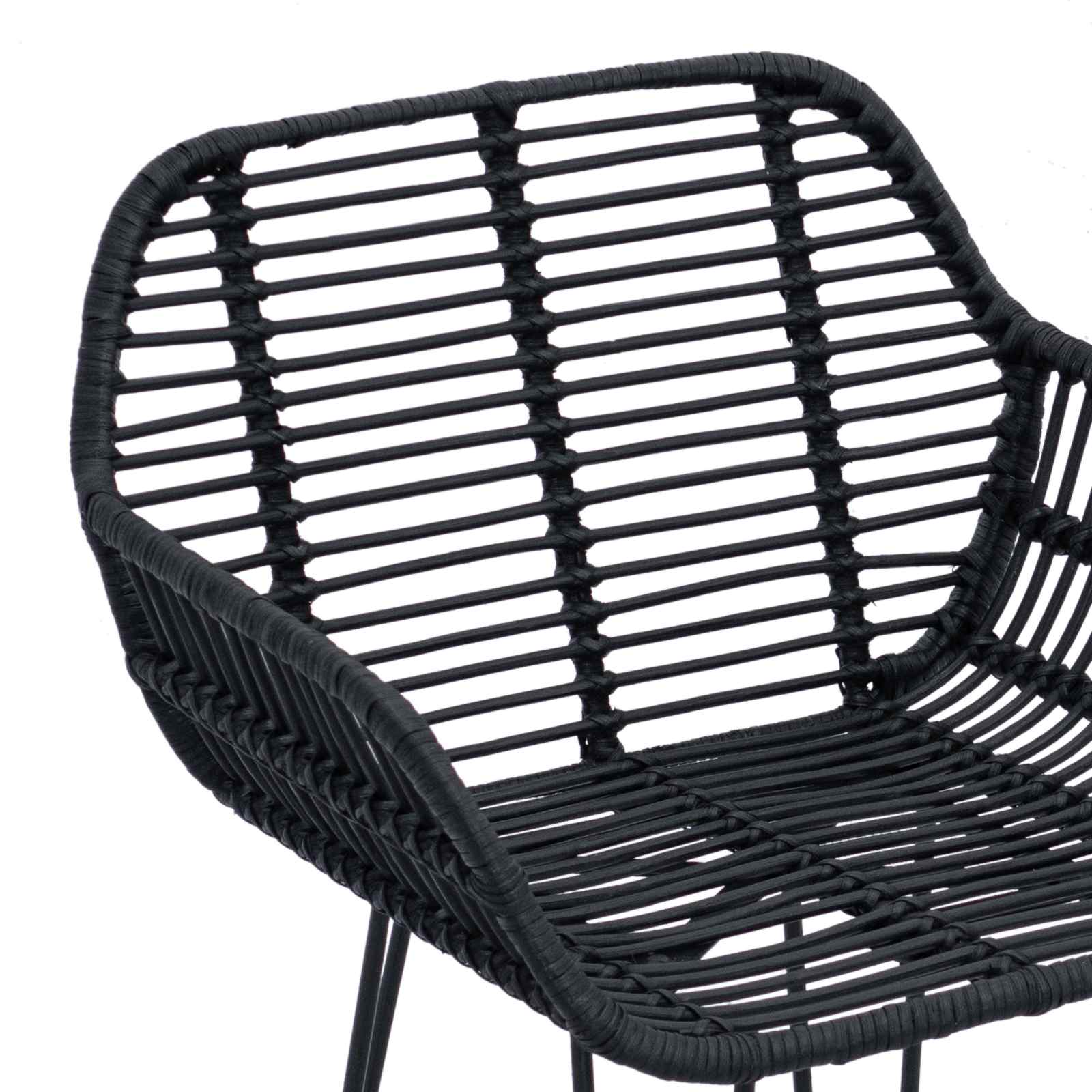Barstuhl 2 stk. Schwarz 55 x 52 x 92 cm Rattan und Eisen