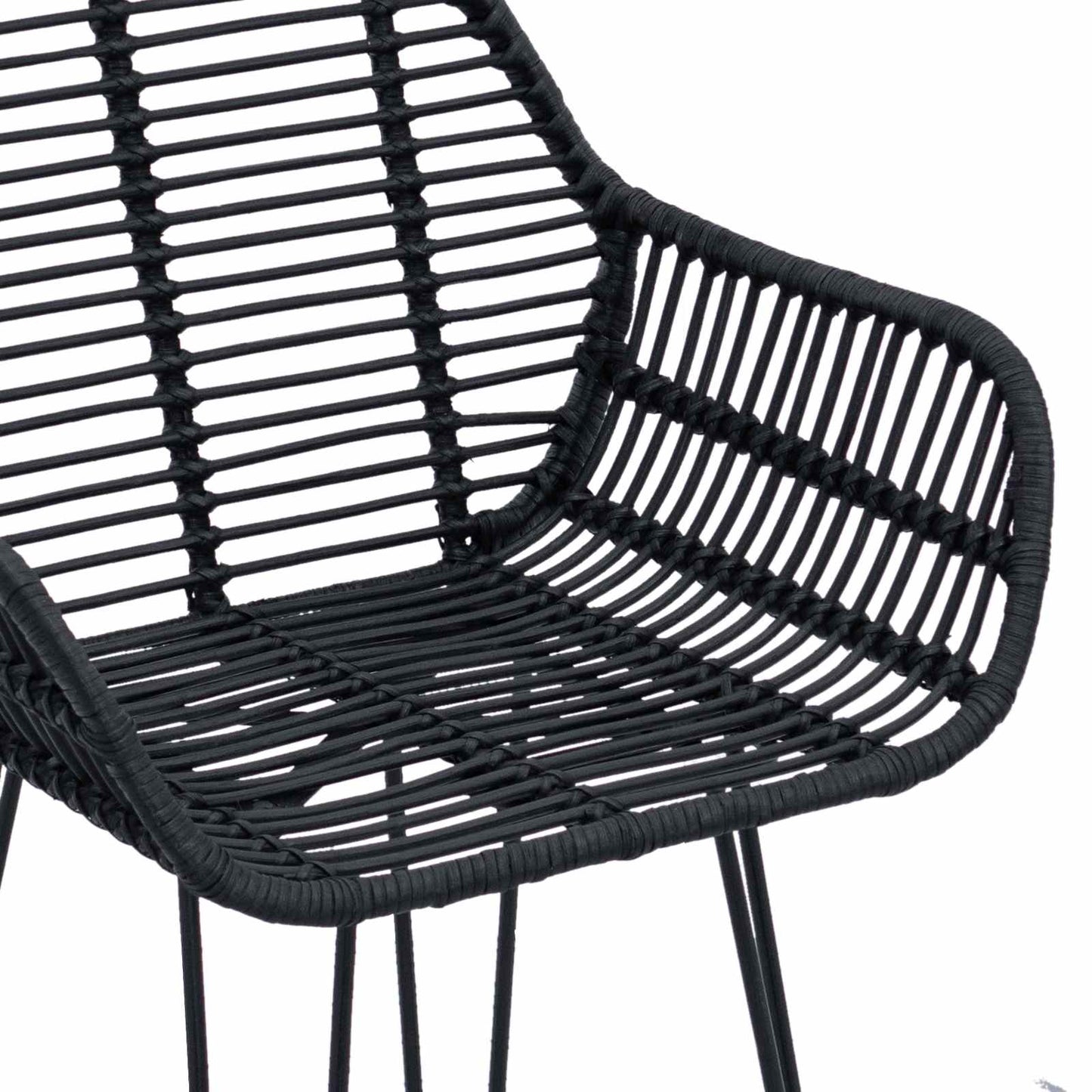 Barstuhl 2 stk. Schwarz 55 x 52 x 92 cm Rattan und Eisen