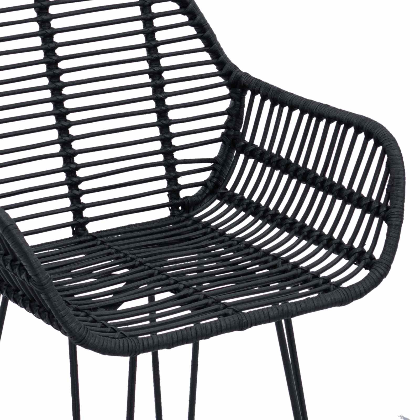 Barstuhl 2 stk. Schwarz 55 x 52 x 92 cm Rattan und Eisen