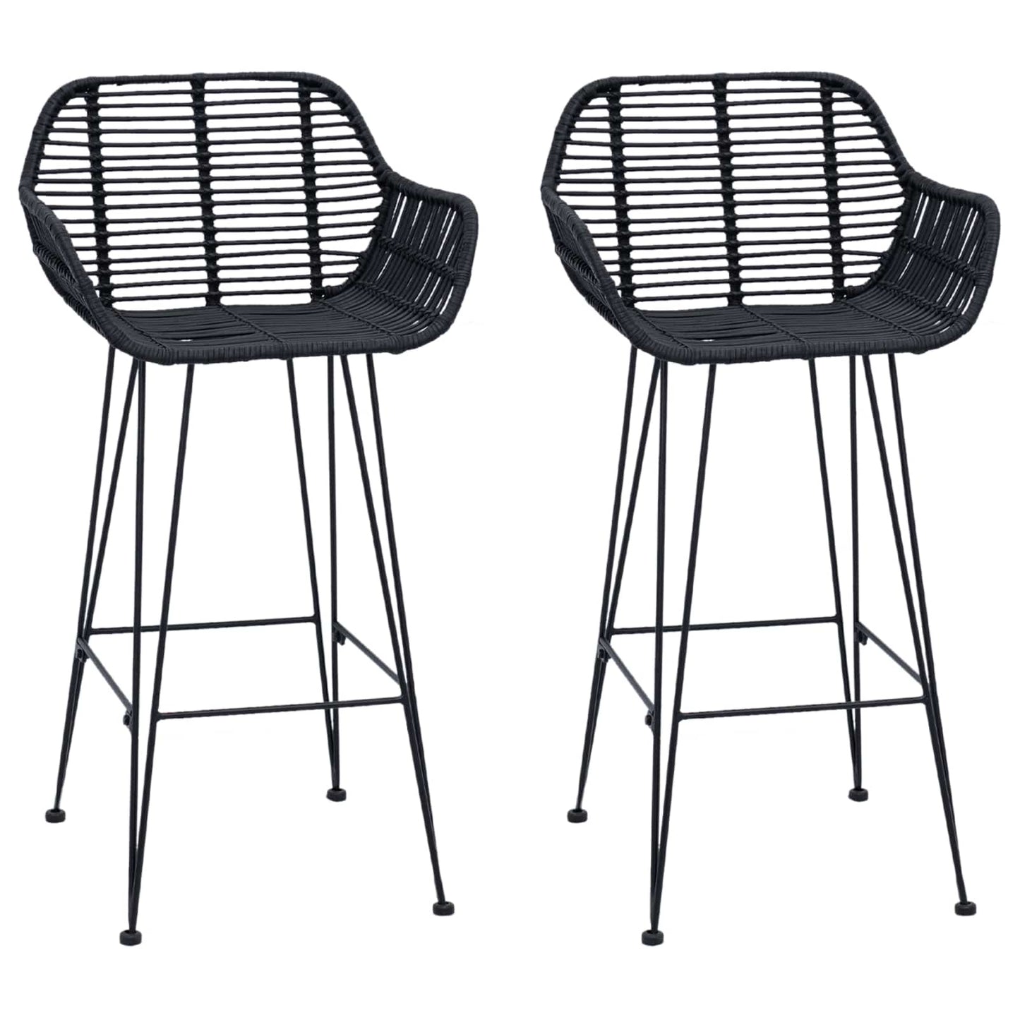 Barstuhl 2 stk. Schwarz 55 x 52 x 92 cm Rattan und Eisen