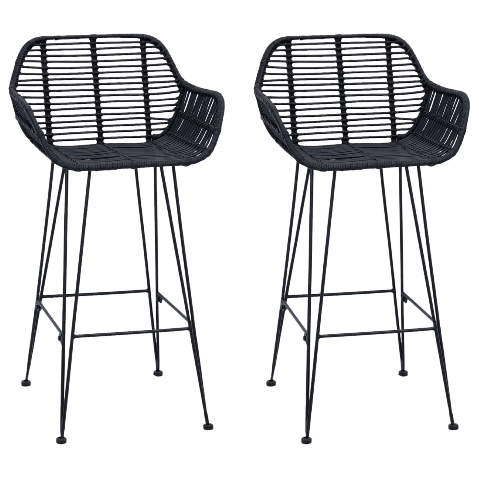 Barstuhl 2 stk. Schwarz 55 x 52 x 92 cm Rattan und Eisen