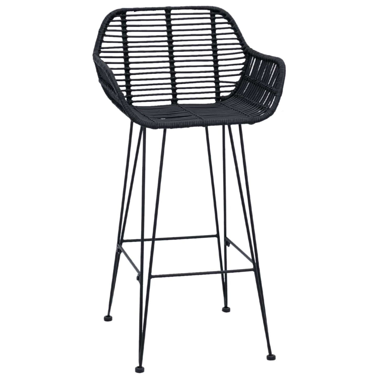 Barstuhl 2 stk. Schwarz 55 x 52 x 92 cm Rattan und Eisen