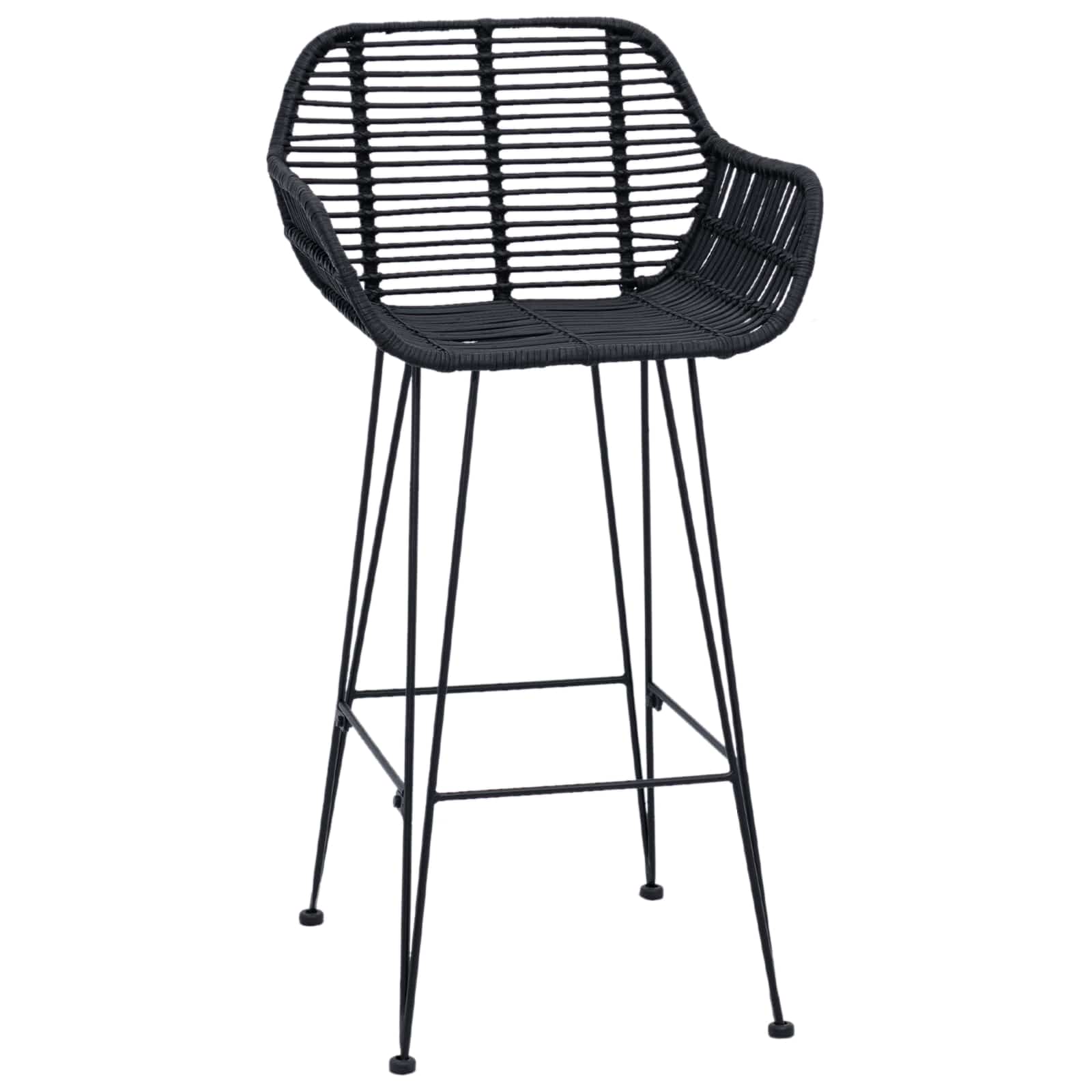 Barstuhl 2 stk. Schwarz 55 x 52 x 92 cm Rattan und Eisen