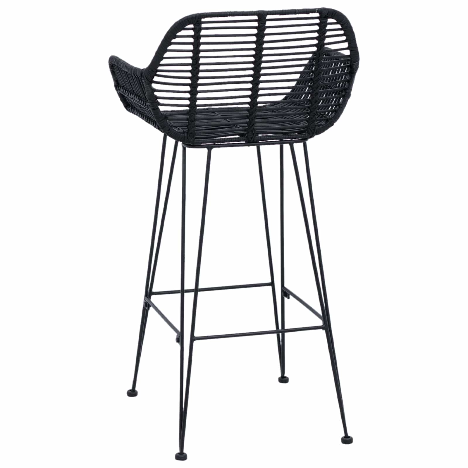 Barstuhl 2 stk. Schwarz 55 x 52 x 92 cm Rattan und Eisen