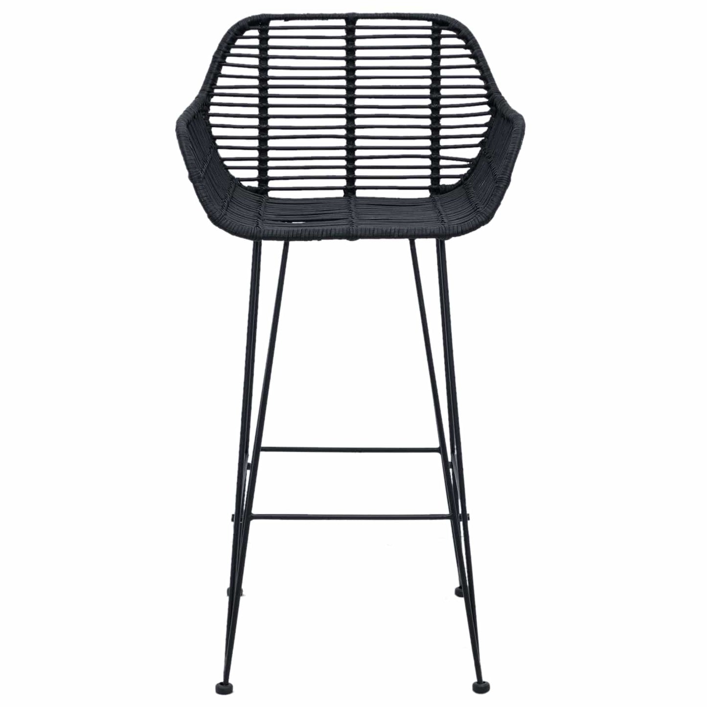 Barstuhl 2 stk. Schwarz 55 x 52 x 92 cm Rattan und Eisen