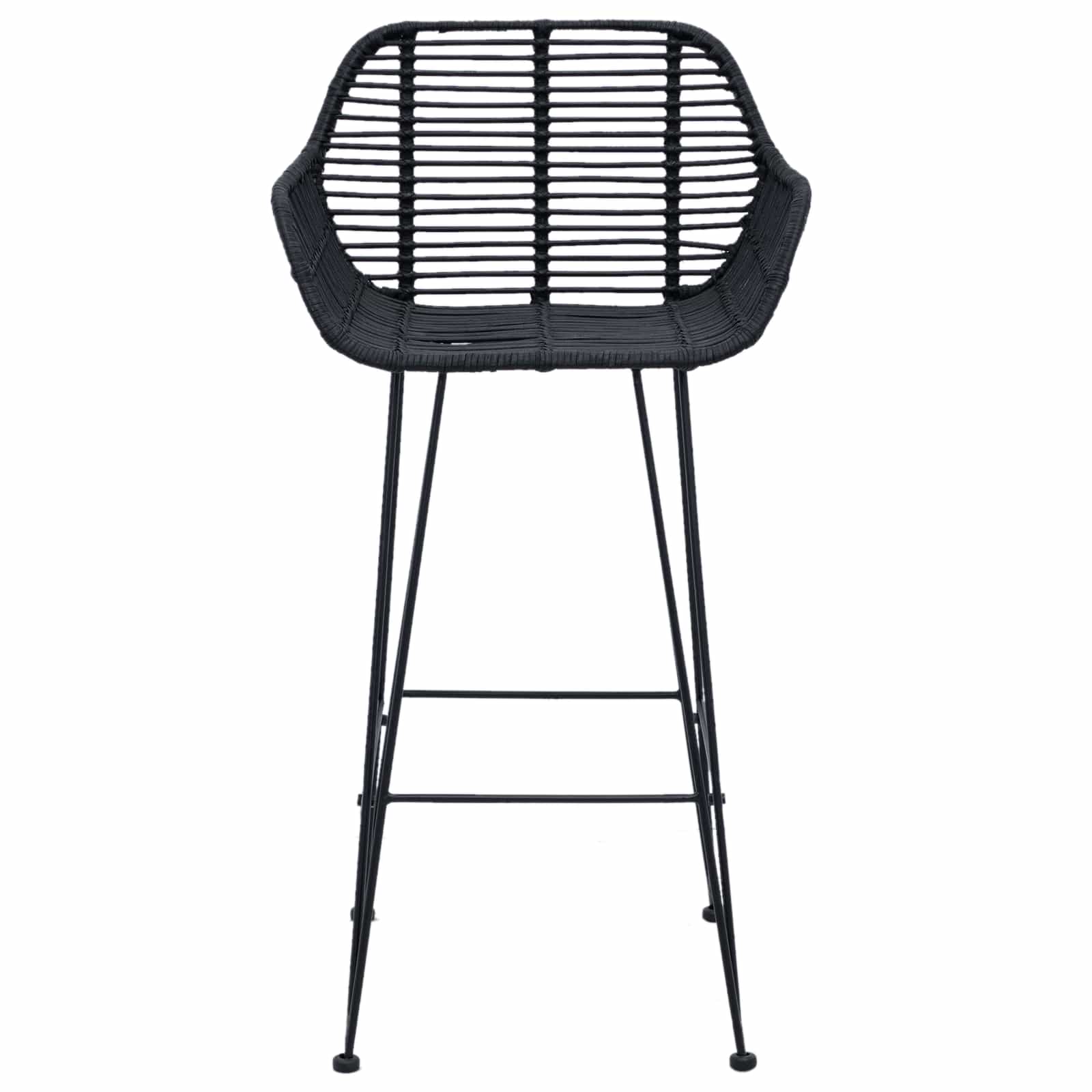 Barstuhl 2 stk. Schwarz 55 x 52 x 92 cm Rattan und Eisen