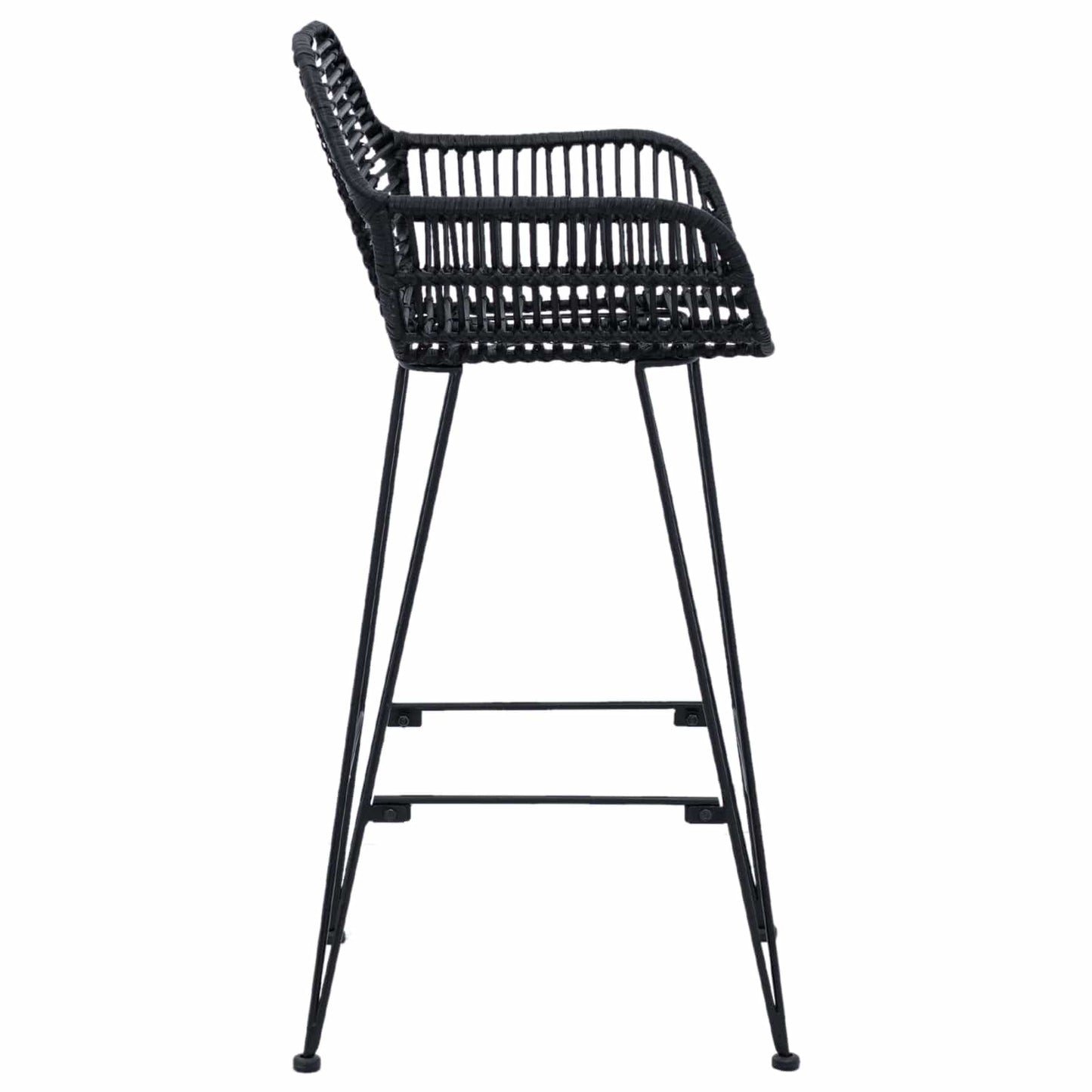 Barstuhl 2 stk. Schwarz 55 x 52 x 92 cm Rattan und Eisen