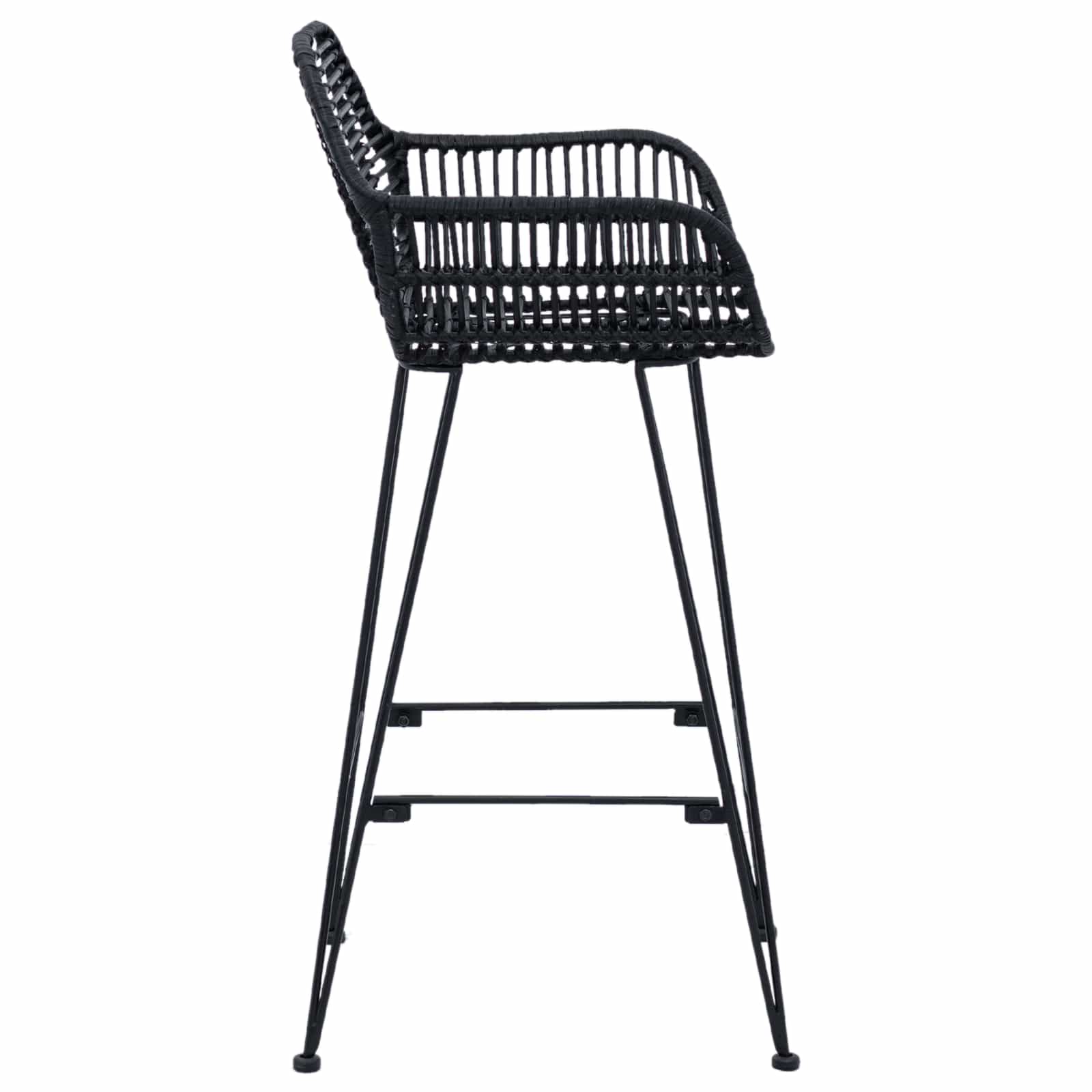 Barstuhl 2 stk. Schwarz 55 x 52 x 92 cm Rattan und Eisen