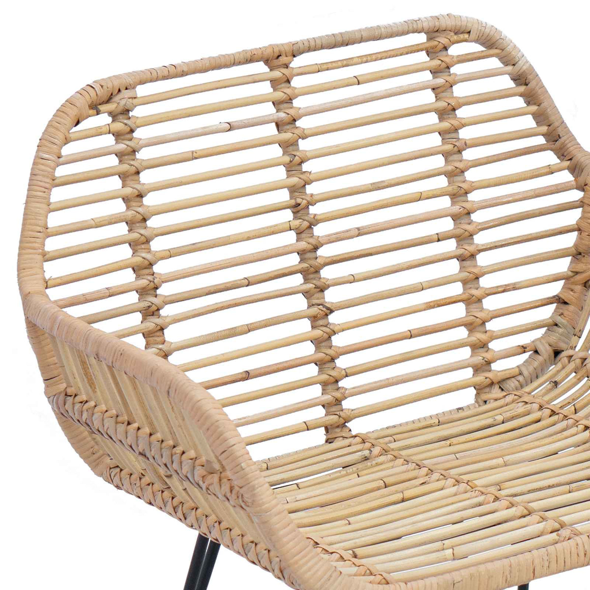 Esszimmerstuhl 2 stk. Rattan und Eisen Natur 55 x 50 x 74 cm