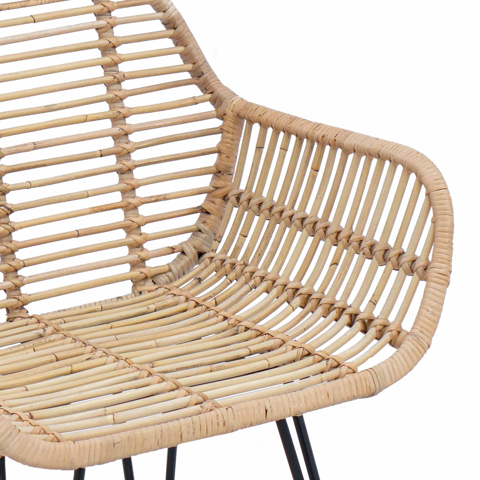Esszimmerstuhl 2 Stk. Rattan und Eisen Natur 55 x 50 x 74 cm