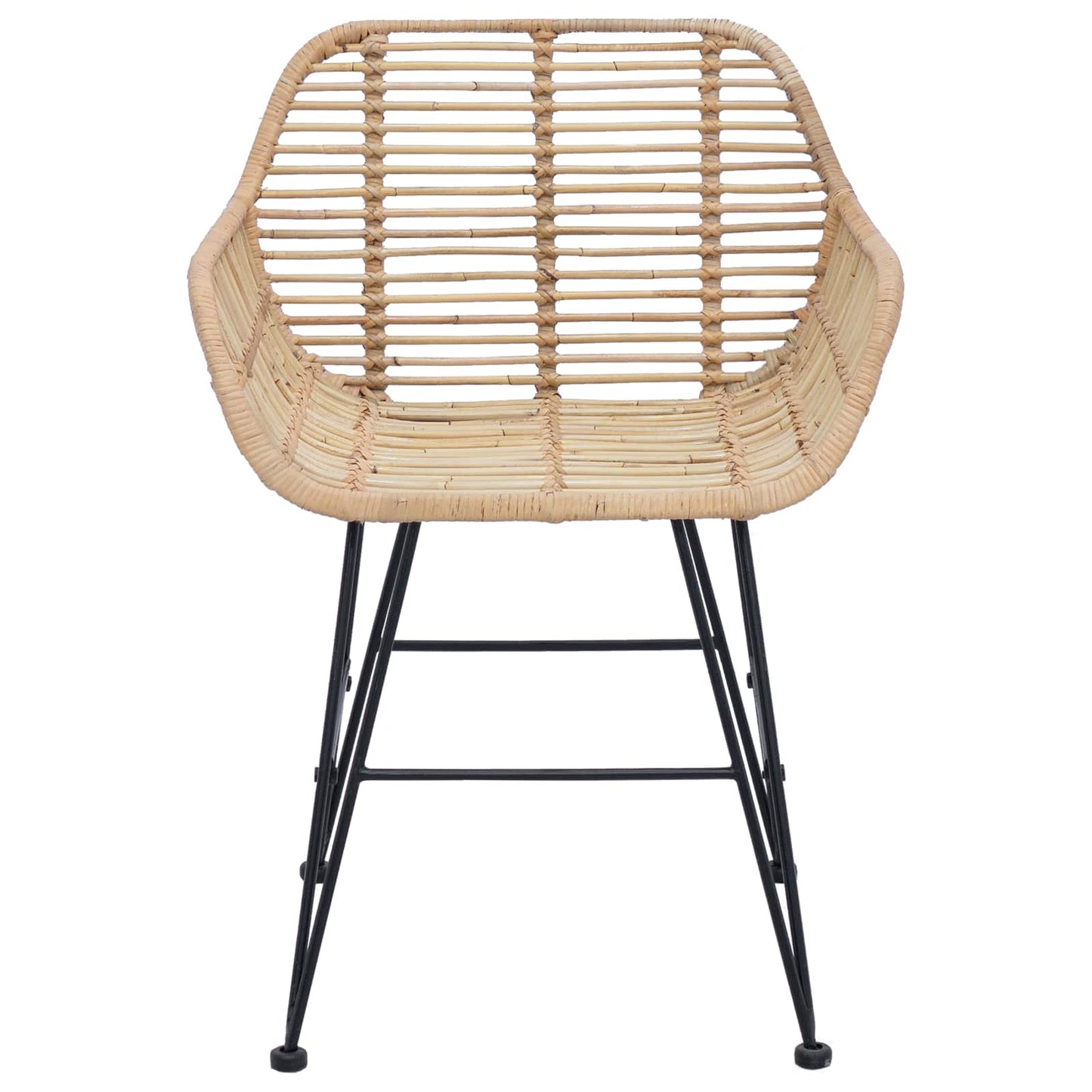 Esszimmerstuhl 2 Stk. Rattan und Eisen Natur 55 x 50 x 74 cm
