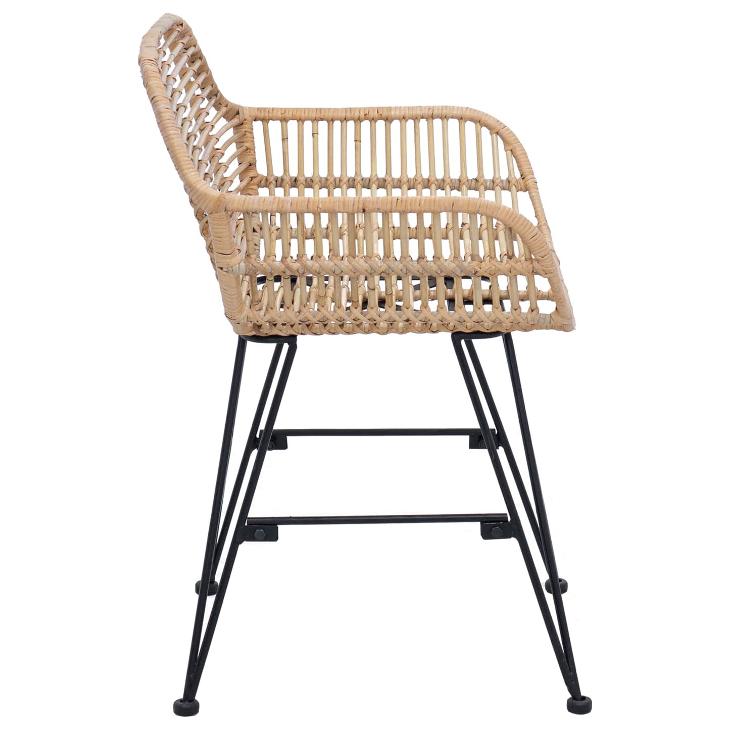Esszimmerstuhl 2 Stk. Rattan und Eisen Natur 55 x 50 x 74 cm