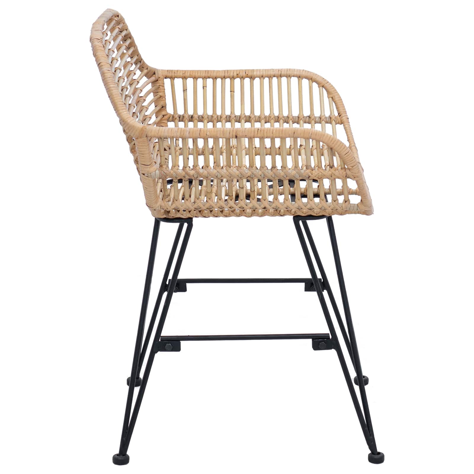 Esszimmerstuhl 2 Stk. Rattan und Eisen Natur 55 x 50 x 74 cm