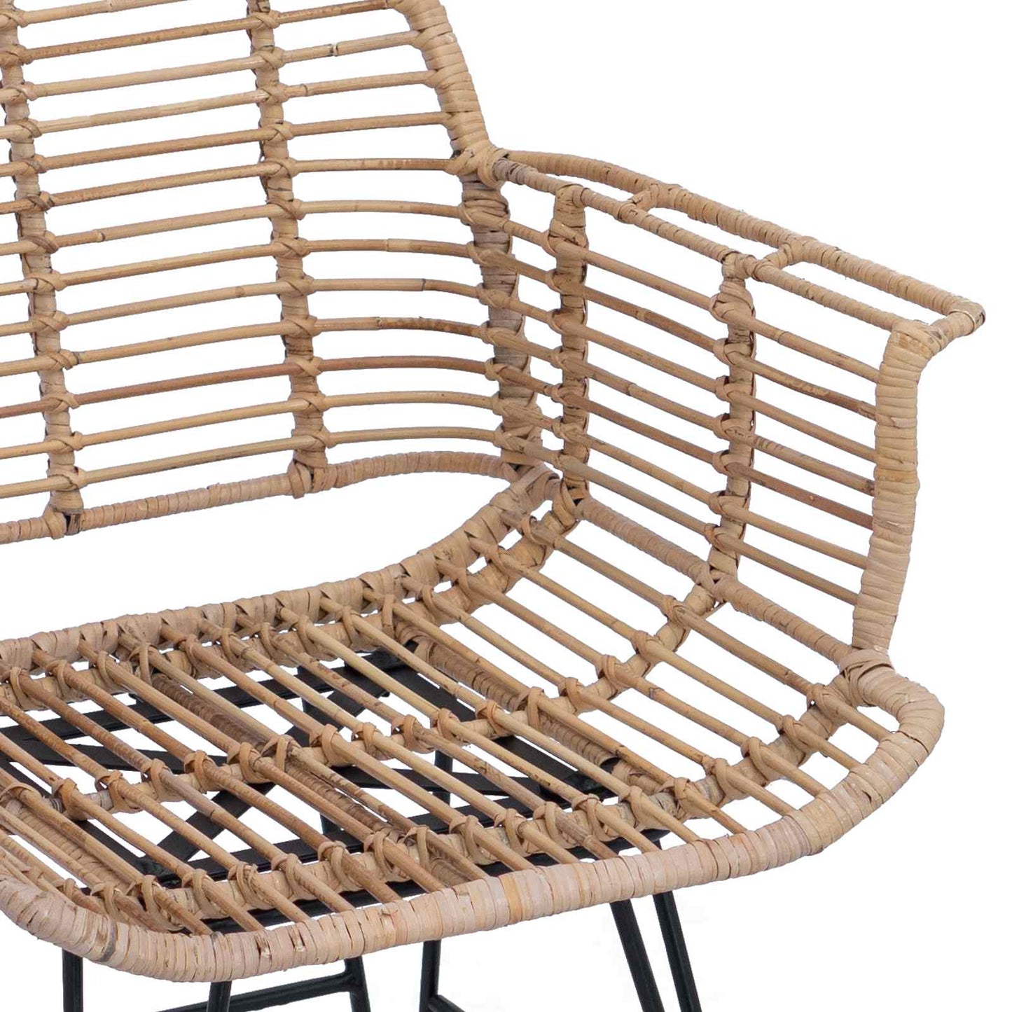 Esszimmerstuhl 2 stk. Rattan und Eisen Natur 57 x 55 x 85 cm