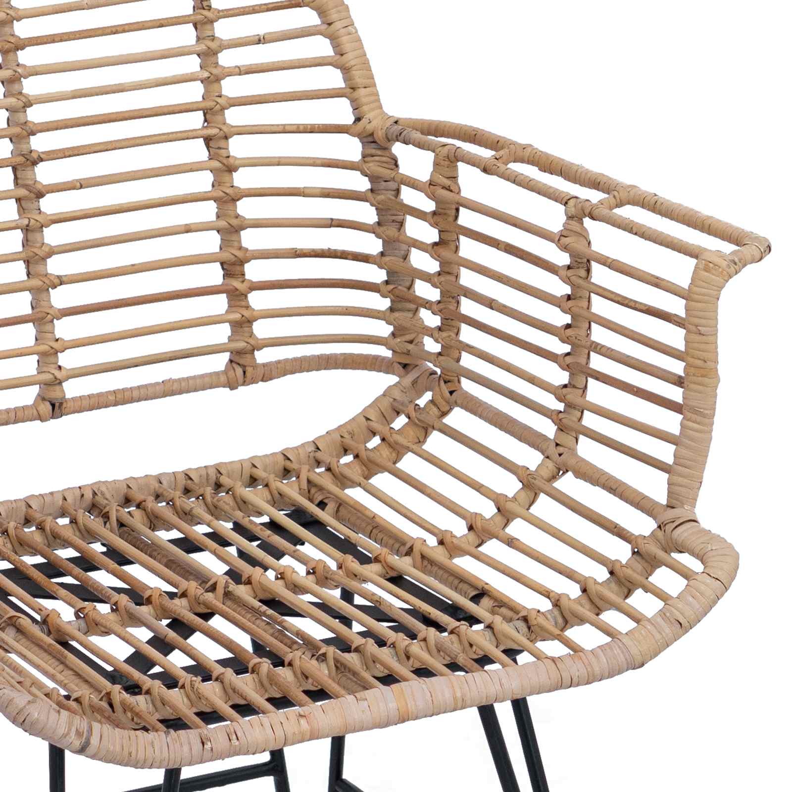 Esszimmerstuhl 2 stk. Rattan und Eisen Natur 57 x 55 x 85 cm