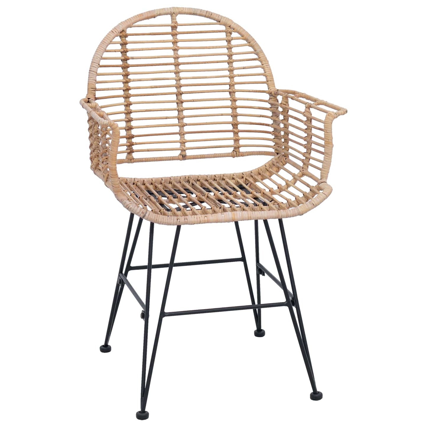 Esszimmerstuhl 2 stk. Rattan und Eisen Natur 57 x 55 x 85 cm