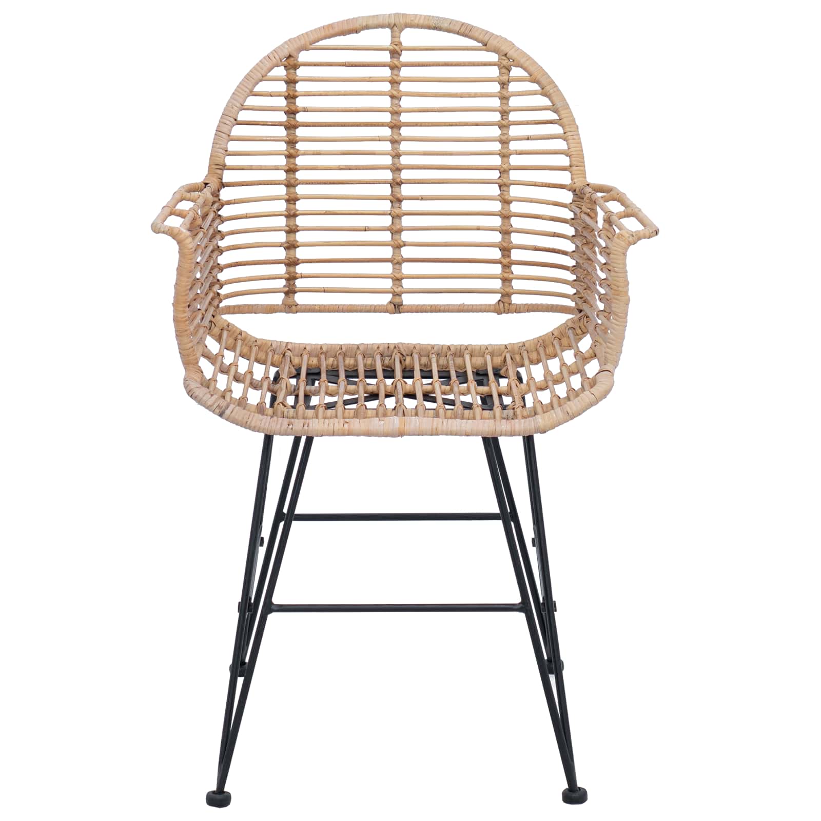 Esszimmerstuhl 2 Stk. Rattan und Eisen Natur 57 x 55 x 85 cm