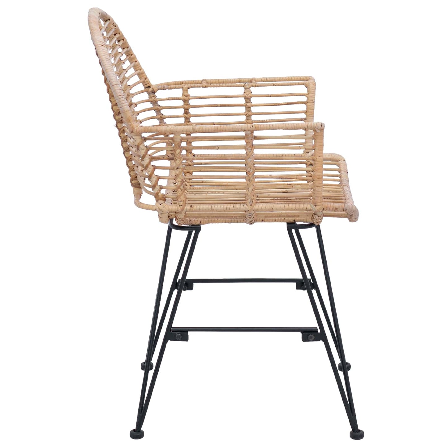 Esszimmerstuhl 2 stk. Rattan und Eisen Natur 57 x 55 x 85 cm