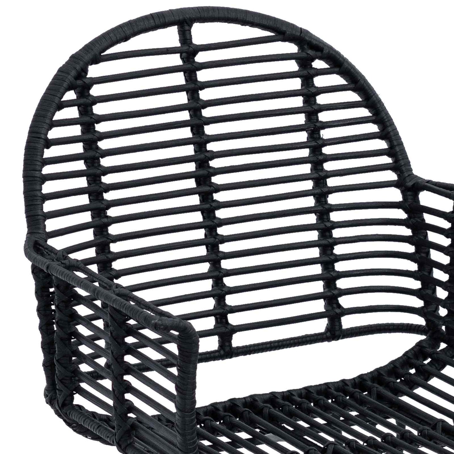 Esszimmerstuhl 2 stk. Rattan und Eisen Schwarz 57 x 55 x 85 cm