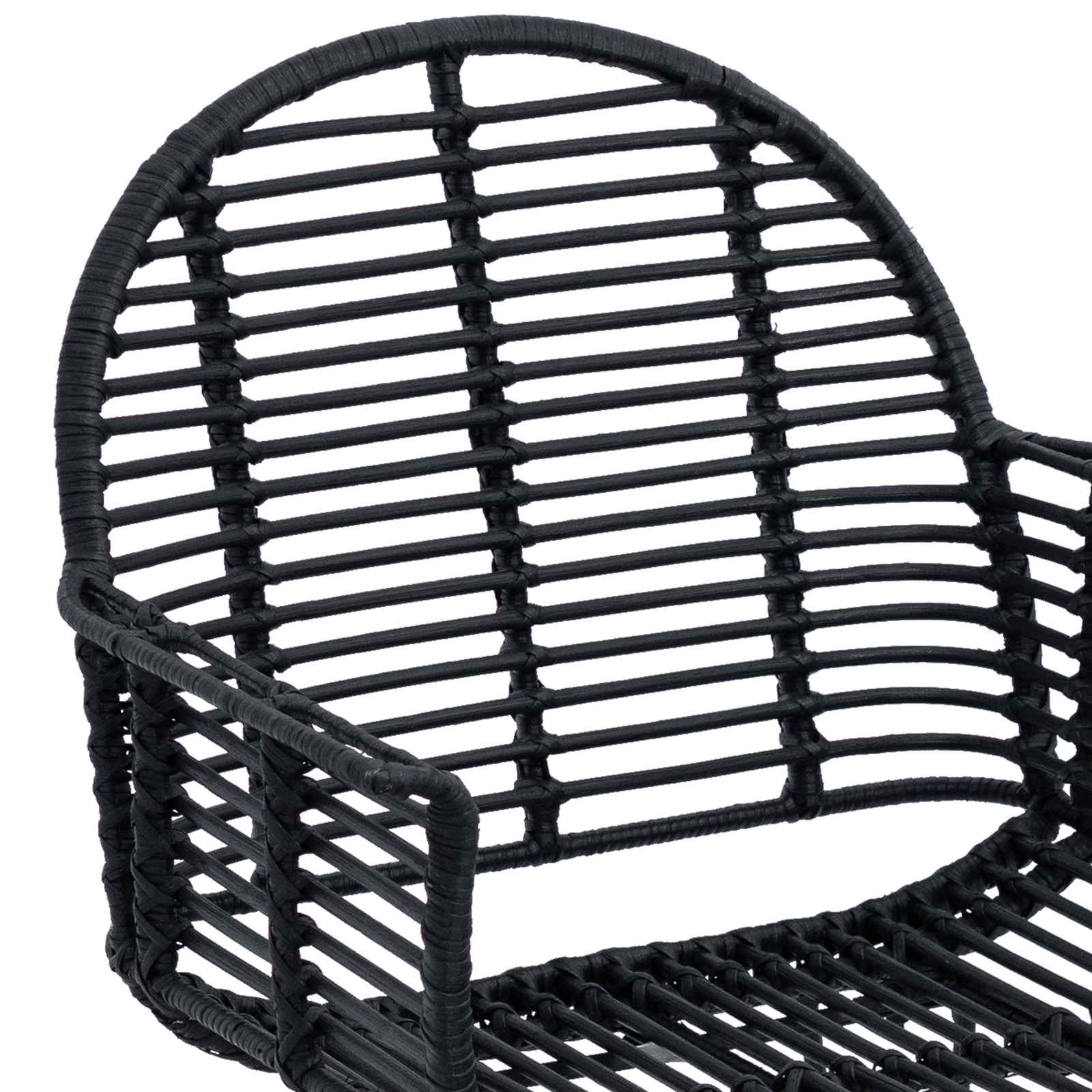 Esszimmerstuhl 2 stk. Rattan und Eisen Schwarz 57 x 55 x 85 cm
