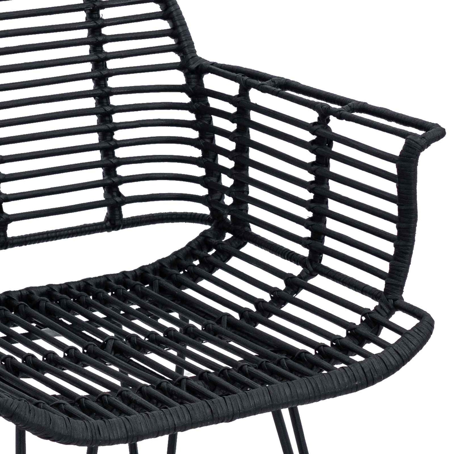Esszimmerstuhl 2 stk. Rattan und Eisen Schwarz 57 x 55 x 85 cm
