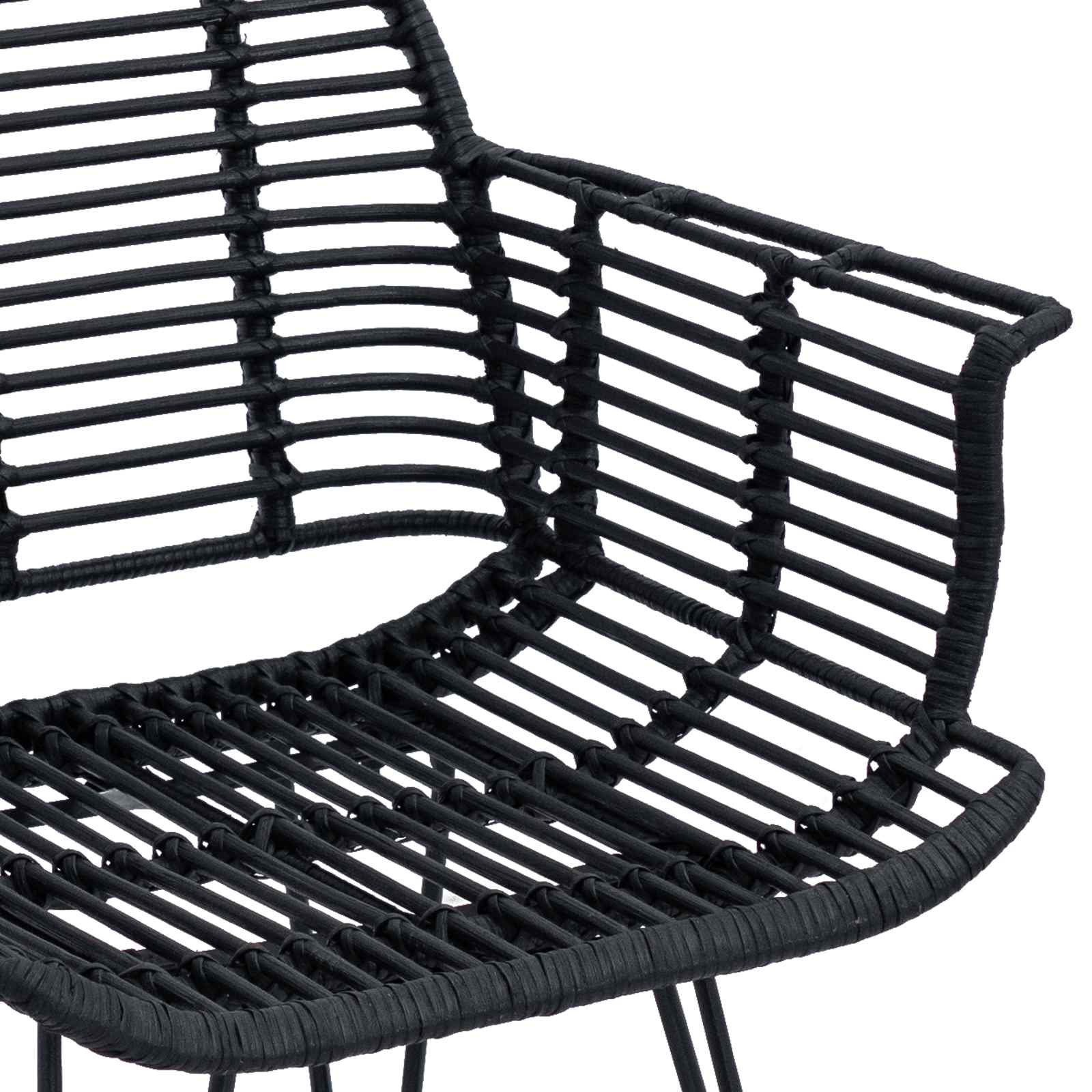 Esszimmerstuhl 2 stk. Rattan und Eisen Schwarz 57 x 55 x 85 cm