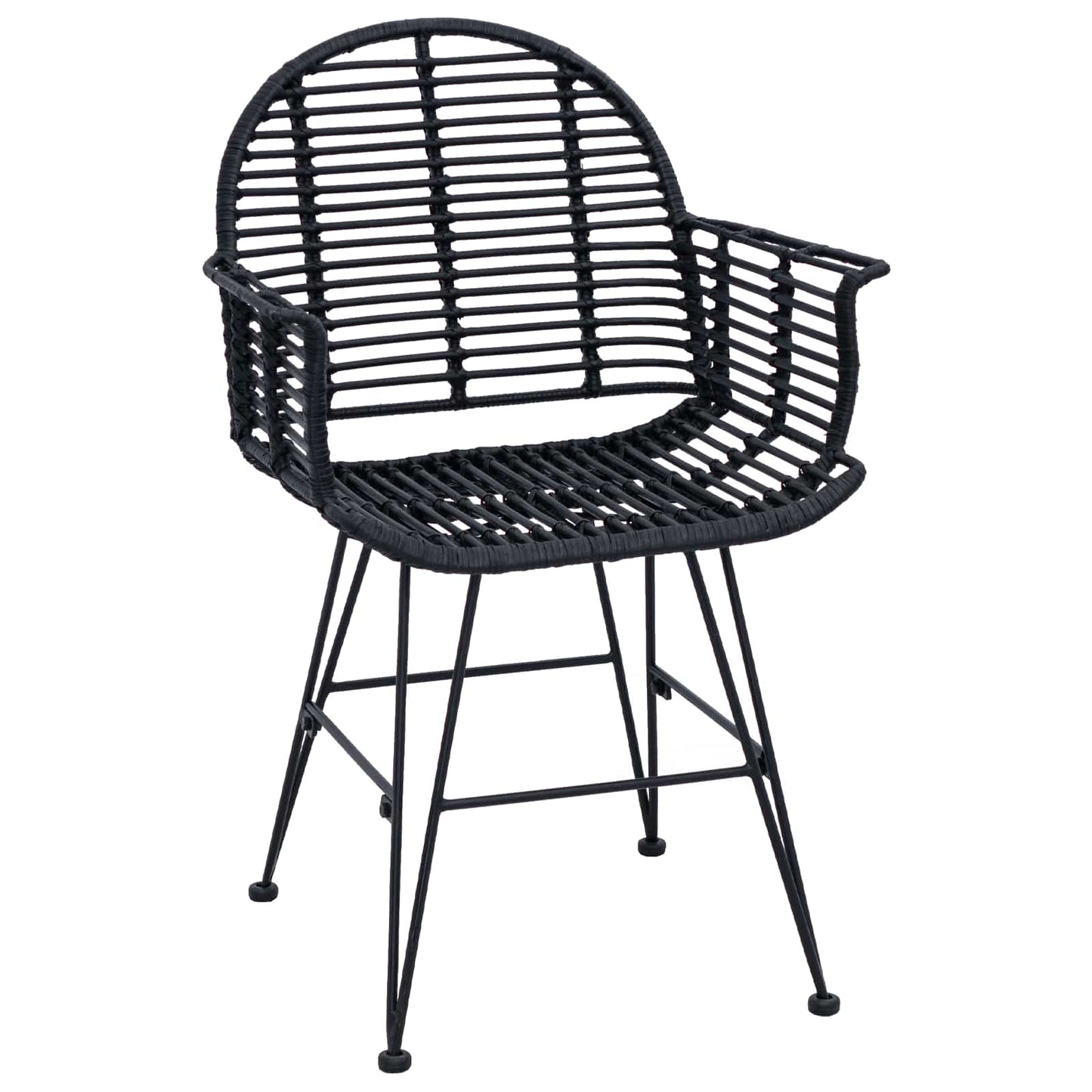 Esszimmerstuhl 2 stk. Rattan und Eisen Schwarz 57 x 55 x 85 cm