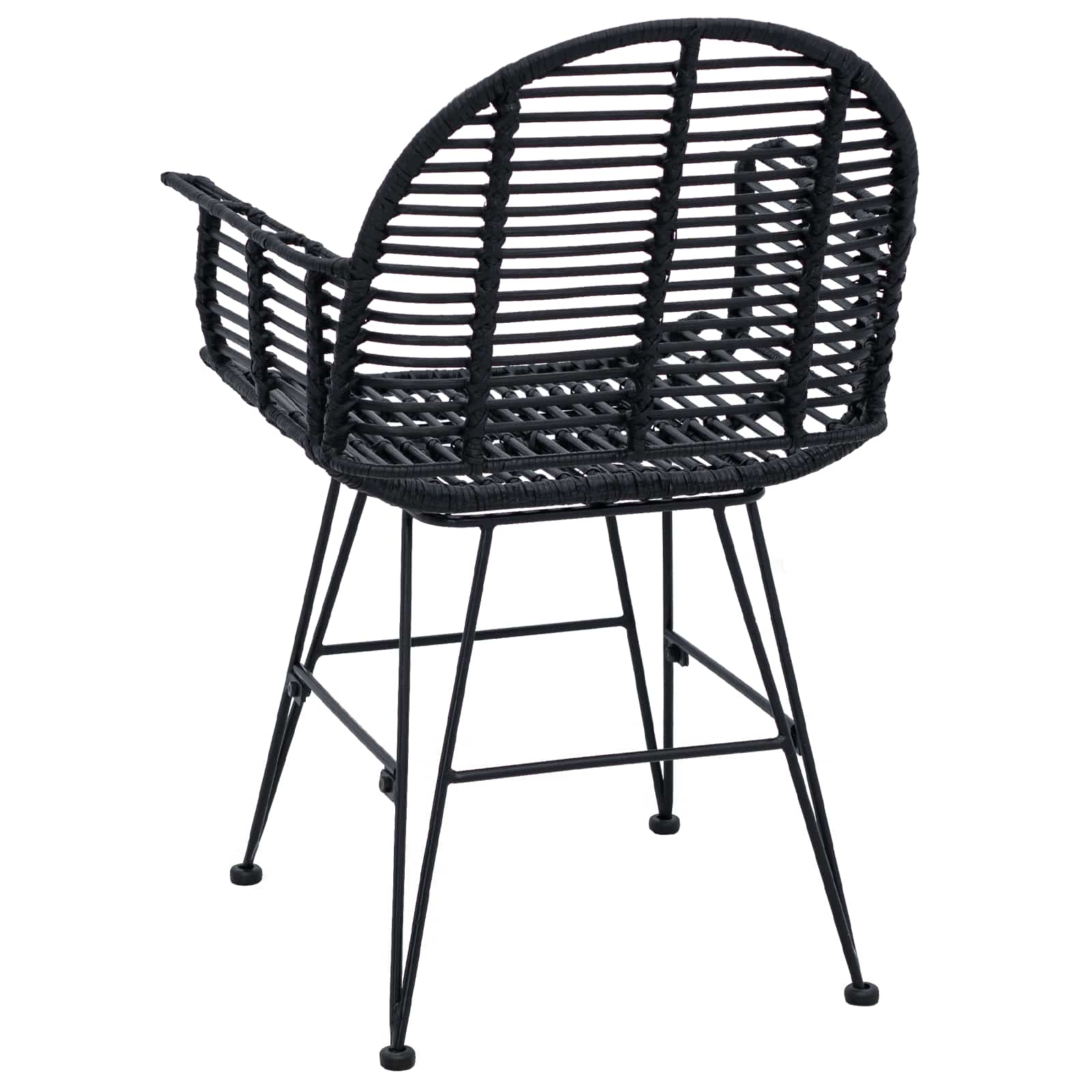 Esszimmerstuhl 2 stk. Rattan und Eisen Schwarz 57 x 55 x 85 cm
