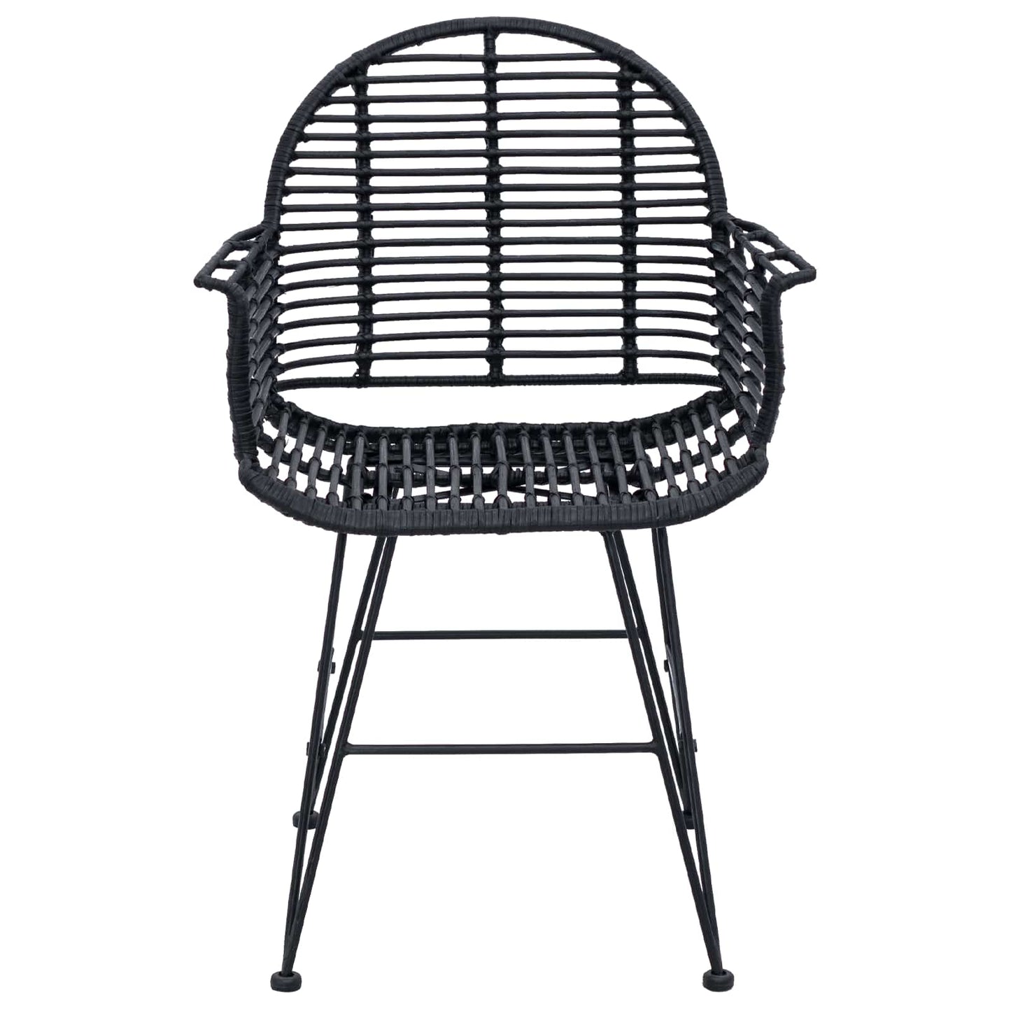 Esszimmerstuhl 2 stk. Rattan und Eisen Schwarz 57 x 55 x 85 cm