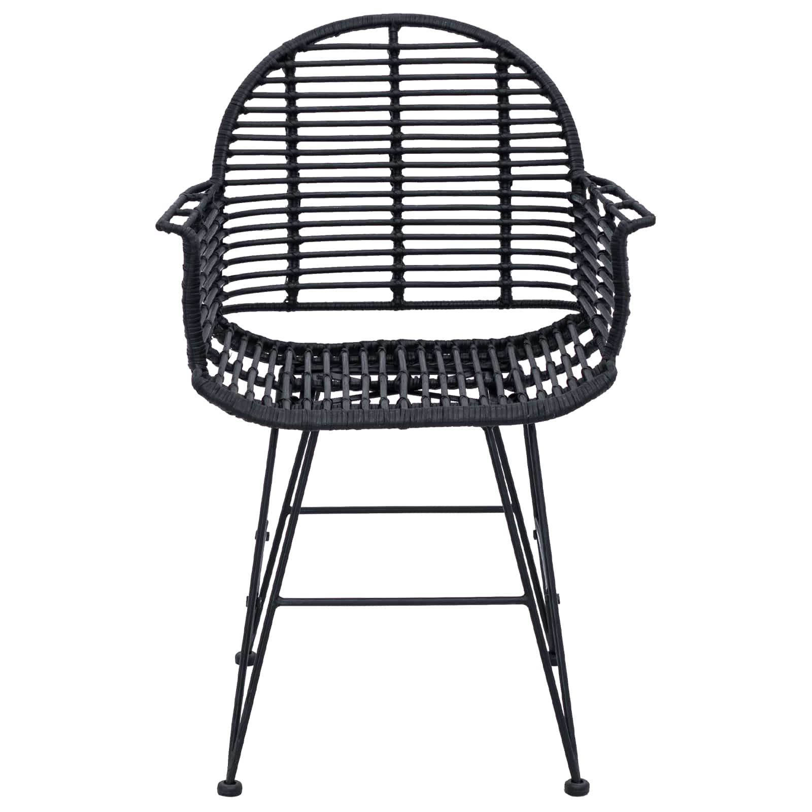 Esszimmerstuhl 2 stk. Rattan und Eisen Schwarz 57 x 55 x 85 cm
