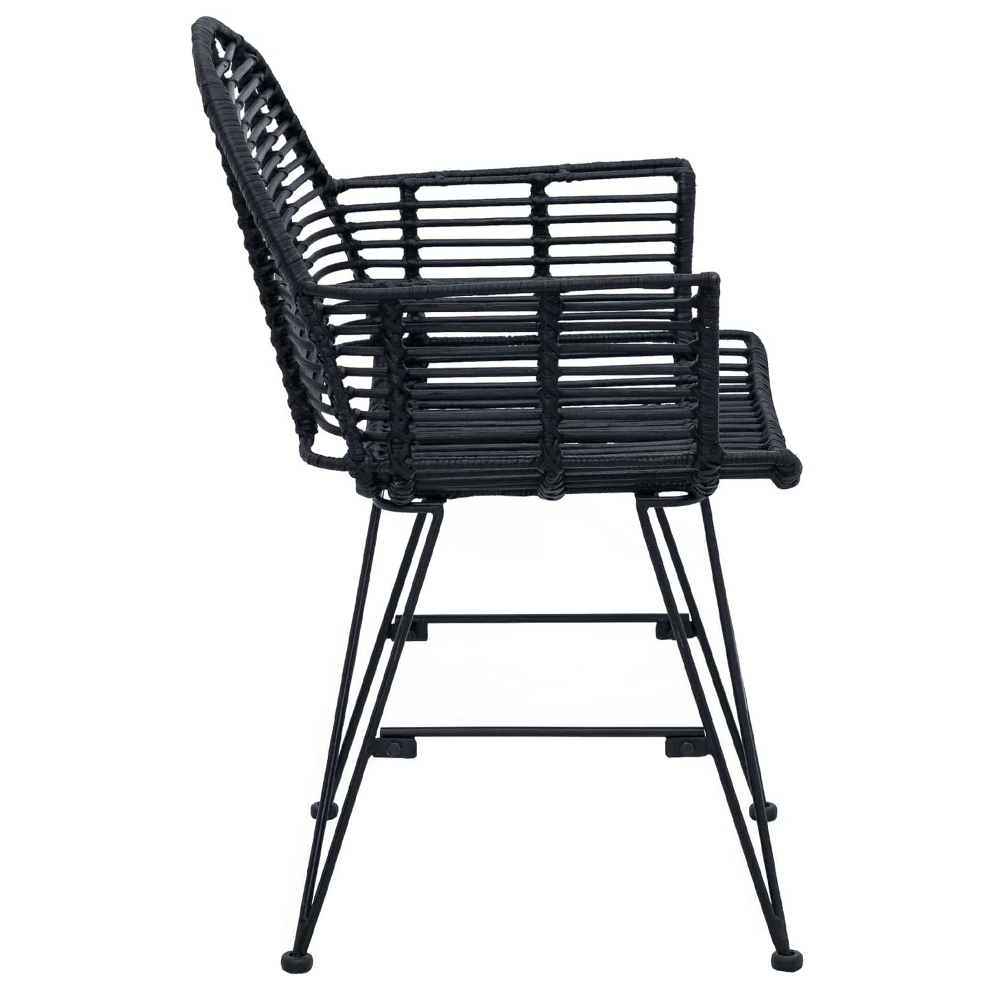 Esszimmerstuhl 2 stk. Rattan und Eisen Schwarz 57 x 55 x 85 cm