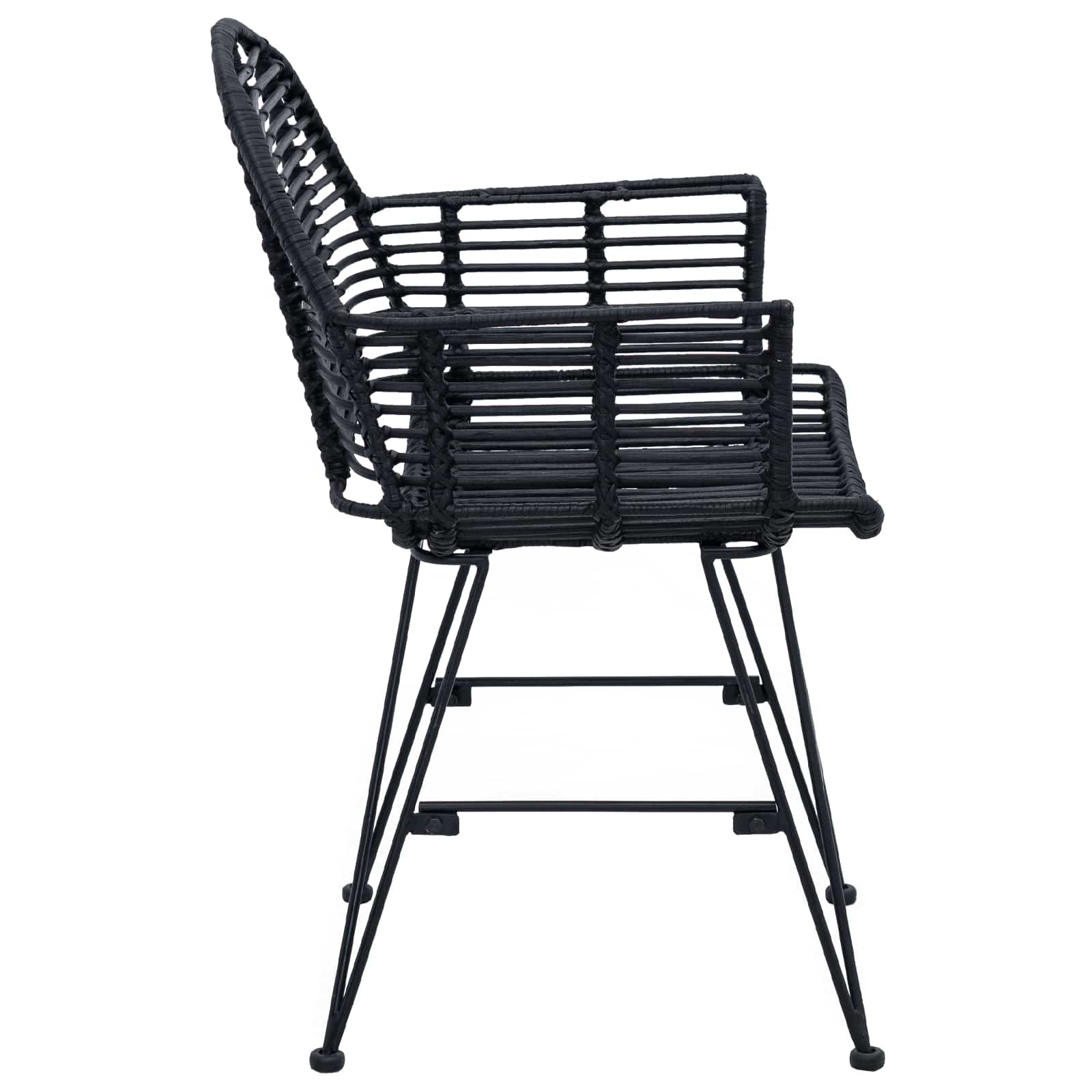 Esszimmerstuhl 2 stk. Rattan und Eisen Schwarz 57 x 55 x 85 cm