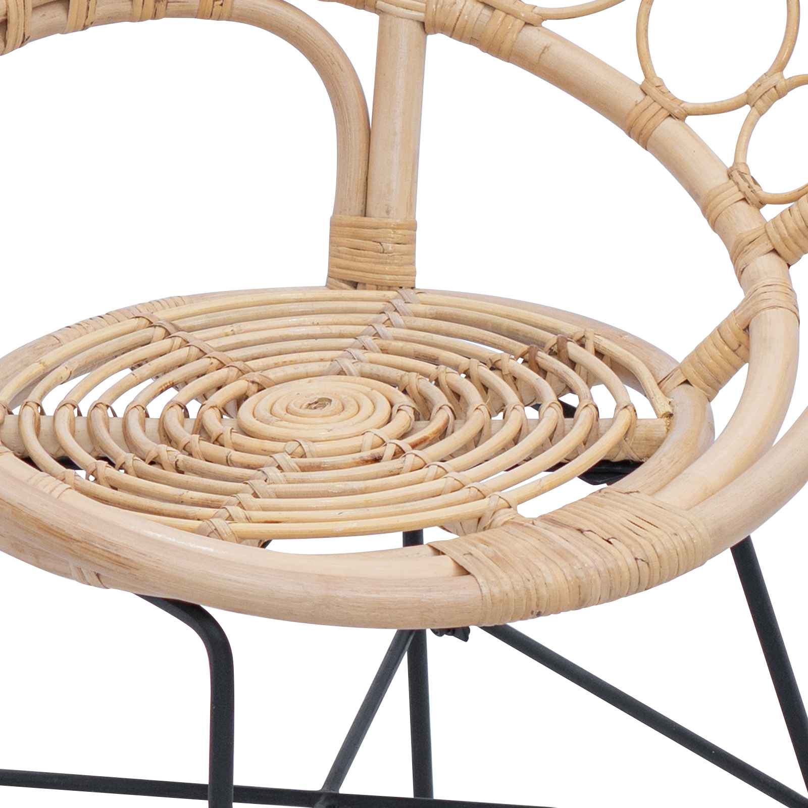 Esszimmerstuhl 2 stk. Rattan und Eisen Natur 54 x 65 x 82 cm
