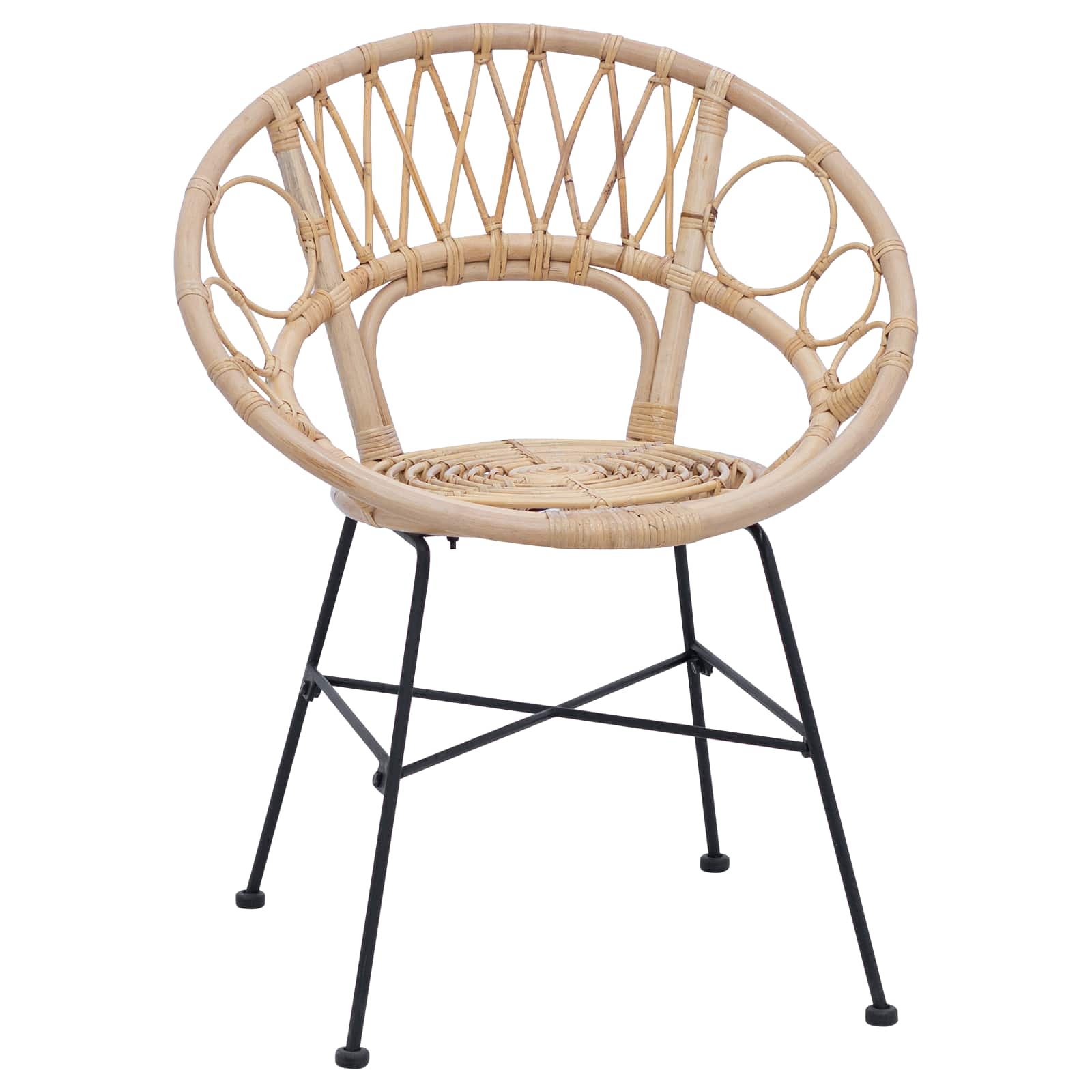 Esszimmerstuhl 2 stk. Rattan und Eisen Natur 54 x 65 x 82 cm